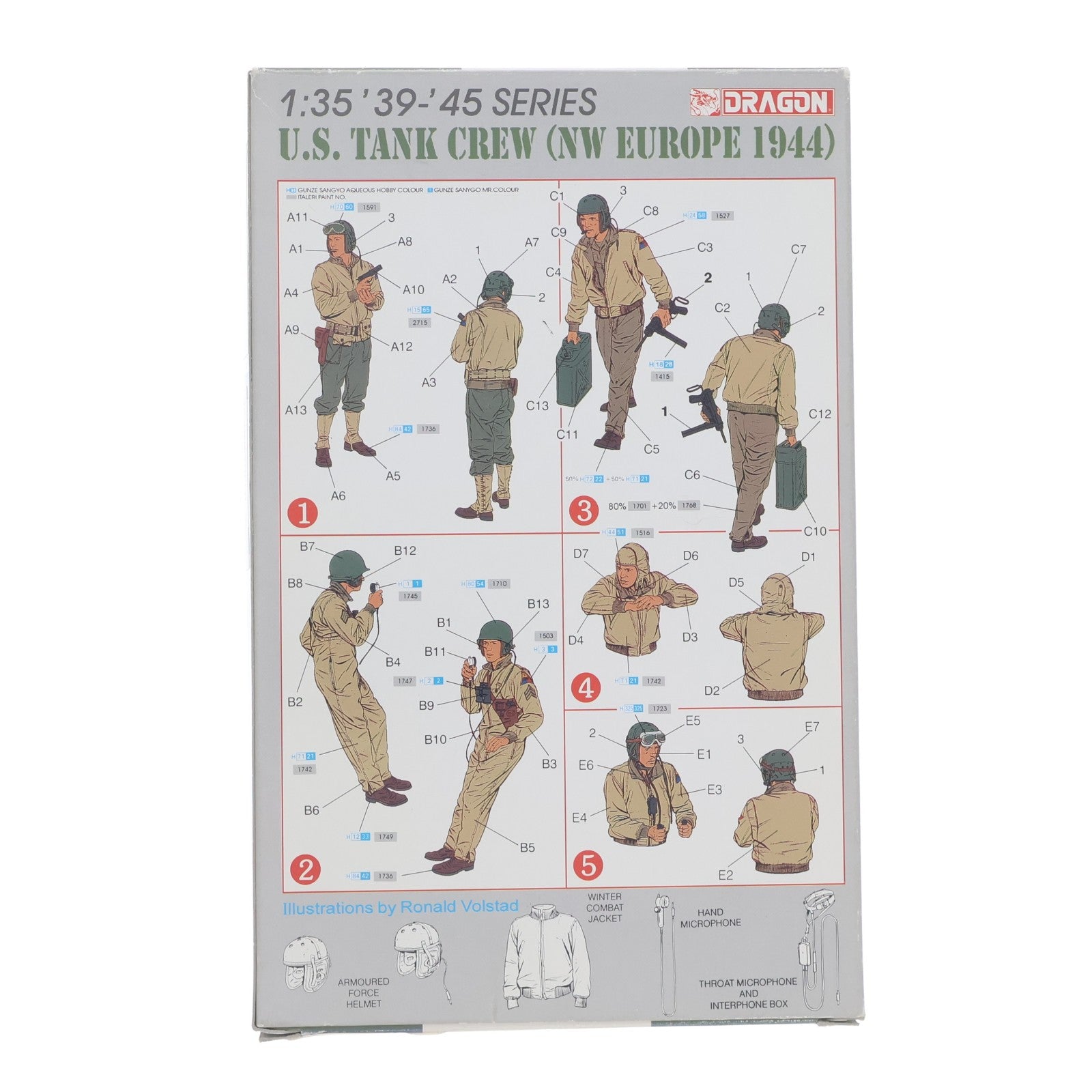 【中古即納】[PTM] '39-'45 SERIES 1/35 U.S.タンククルー(NW ヨーロッパ 1944年) 5体セット プラモデル(6054) DRAGON(ドラゴン)(19991231)