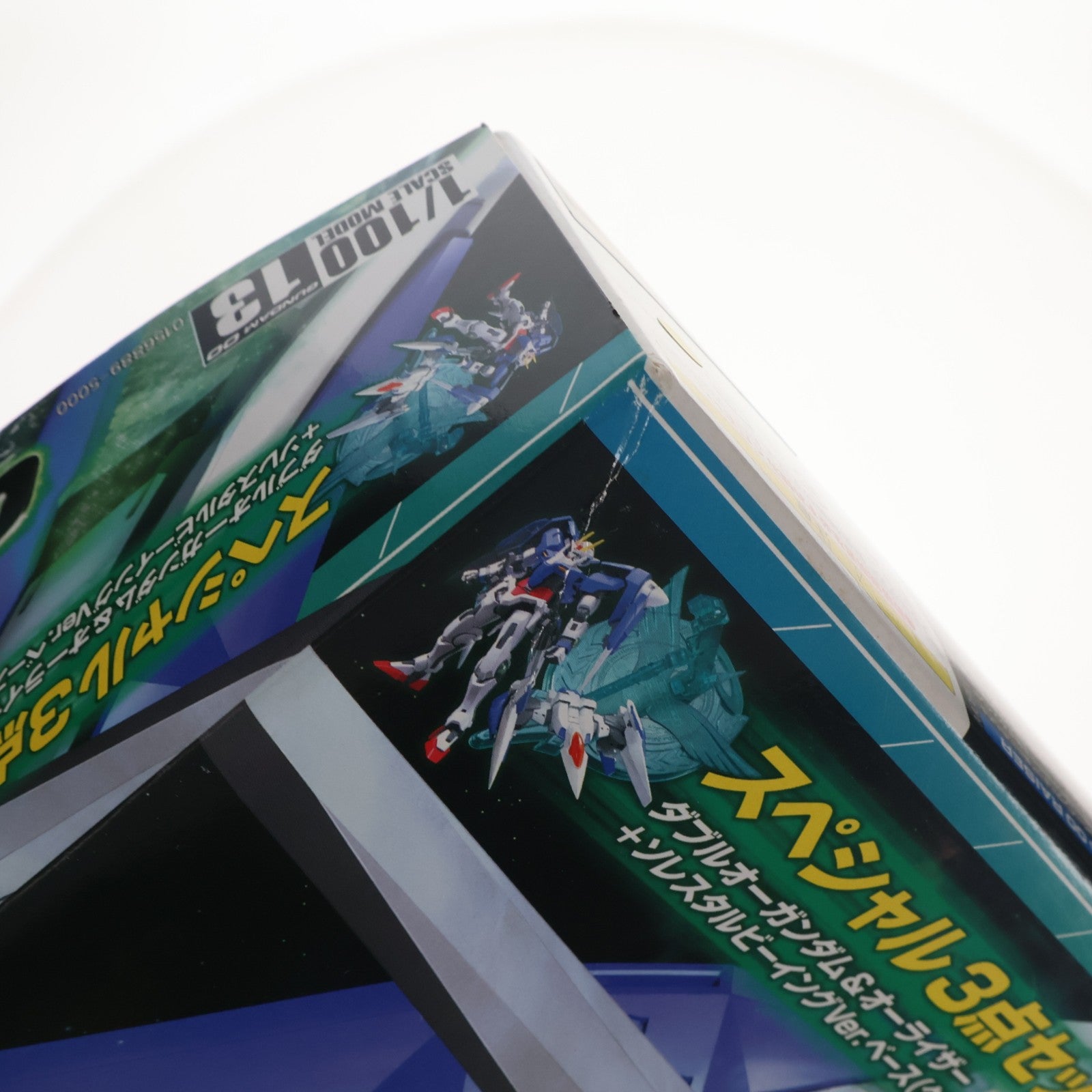 【中古即納】[PTM] 1/100 GN-0000+GNR-010 ダブルオーライザー(ダブルオーガンダム&オーライザー+ソレスタルビーイングVer.ベース クリアグリーン) スペシャル3点セット 機動戦士ガンダム00(ダブルオー) プラモデル(0156889) バンダイ(20081231)