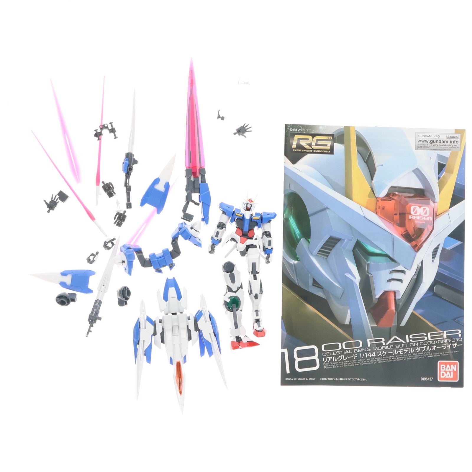【中古即納】[PTM] RG 1/144 GN-0000+GNR-010 ダブルオーライザー 機動戦士ガンダム00(ダブルオー) プラモデル(0196427) バンダイ(20171118)