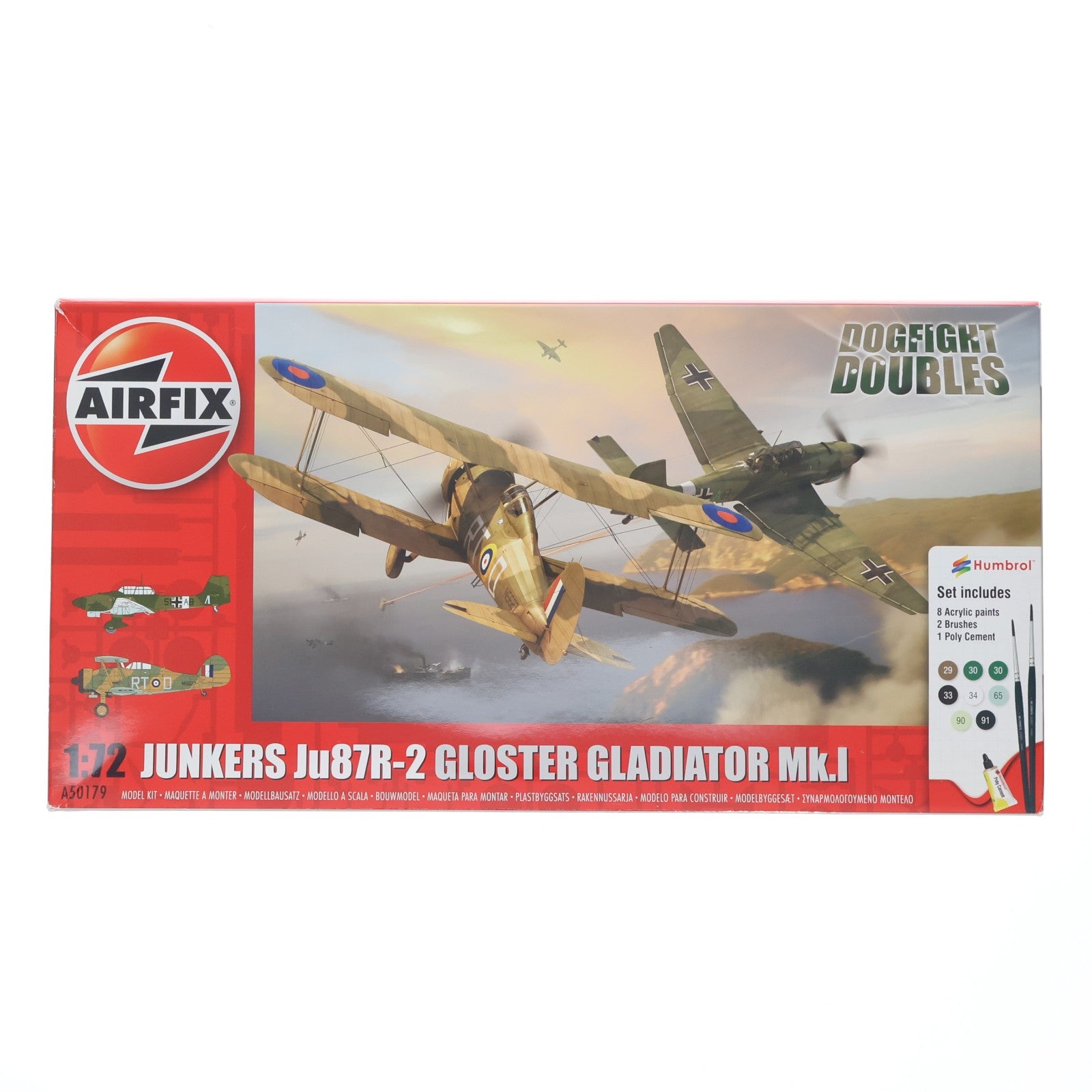 【中古即納】[PTM] 1/72 ドッグファイトセット Ju87 R-2&グラディエイターMk.I 塗料、接着剤、筆付 プラモデル(AIRA50179) AIRFIX(エアフィックス)(20170228)