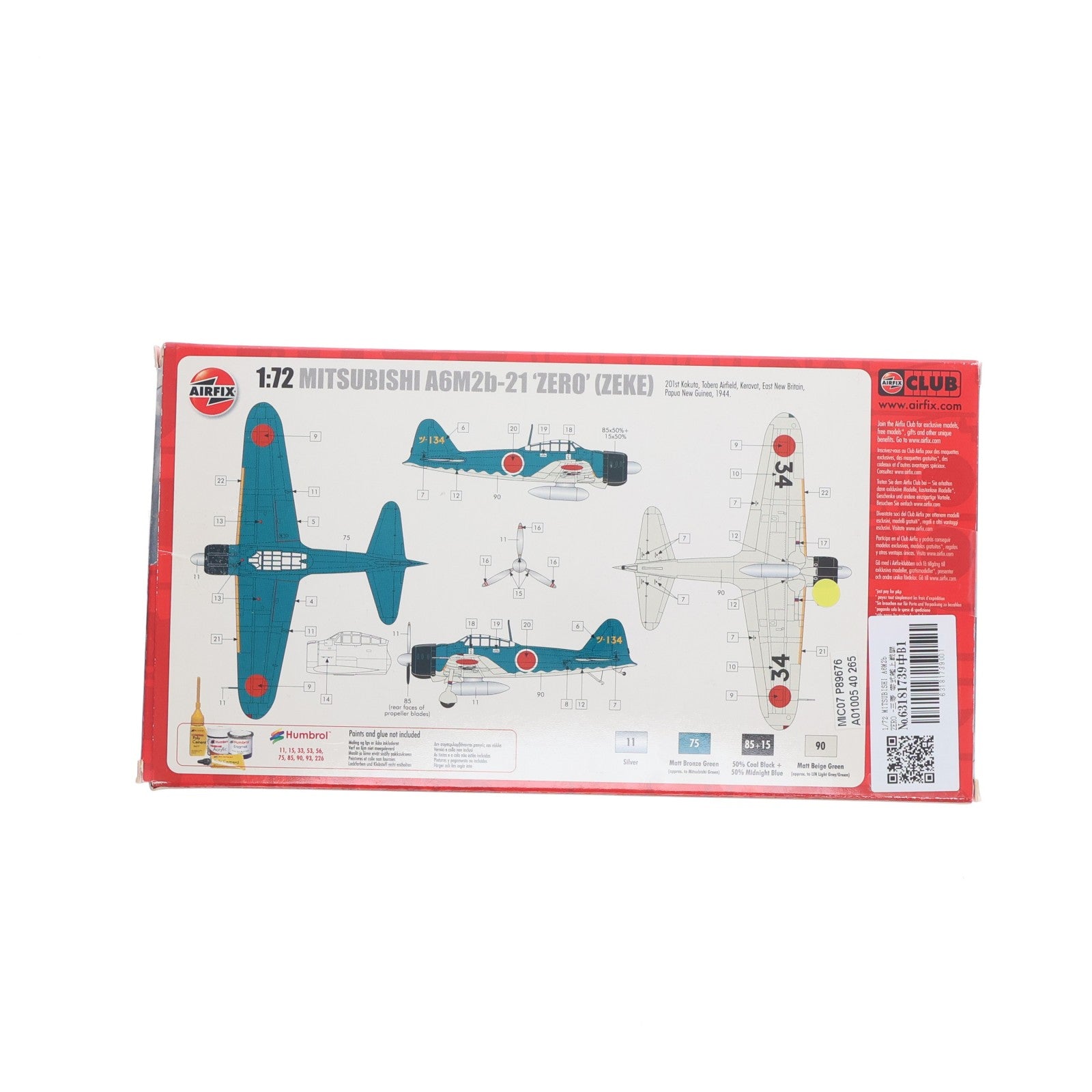 【中古即納】[PTM] 1/72 MITSUBISHI A6M2b ZERO -三菱 零式艦上戦闘機 A6M2b- プラモデル(A01005) AIRFIX(エアフィックス)(20190731)