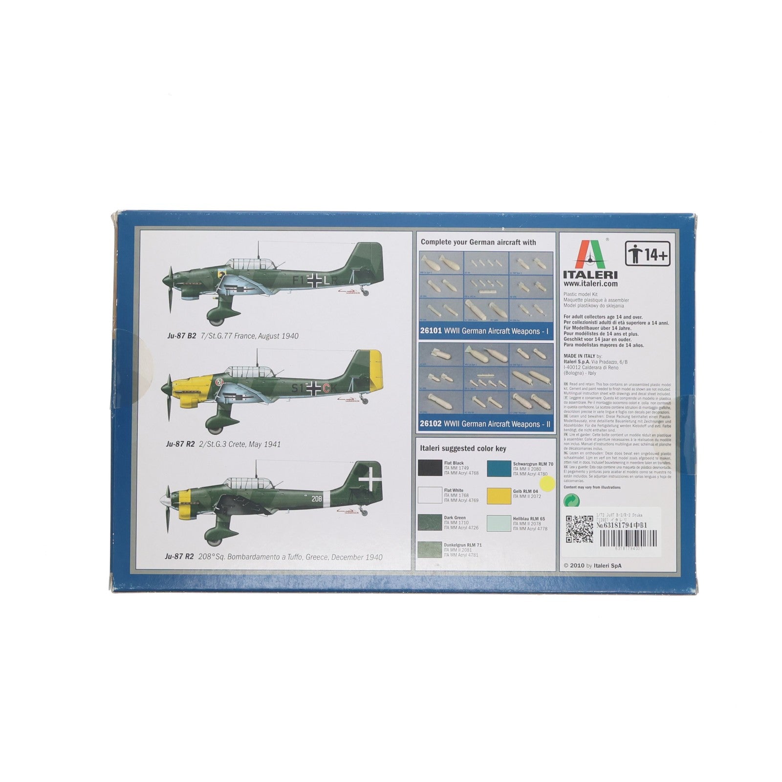 【中古即納】[PTM] 1/72 Ju87 B2/R2 Stuka プラモデル(1292) イタレリ(Italeri)(20110202)