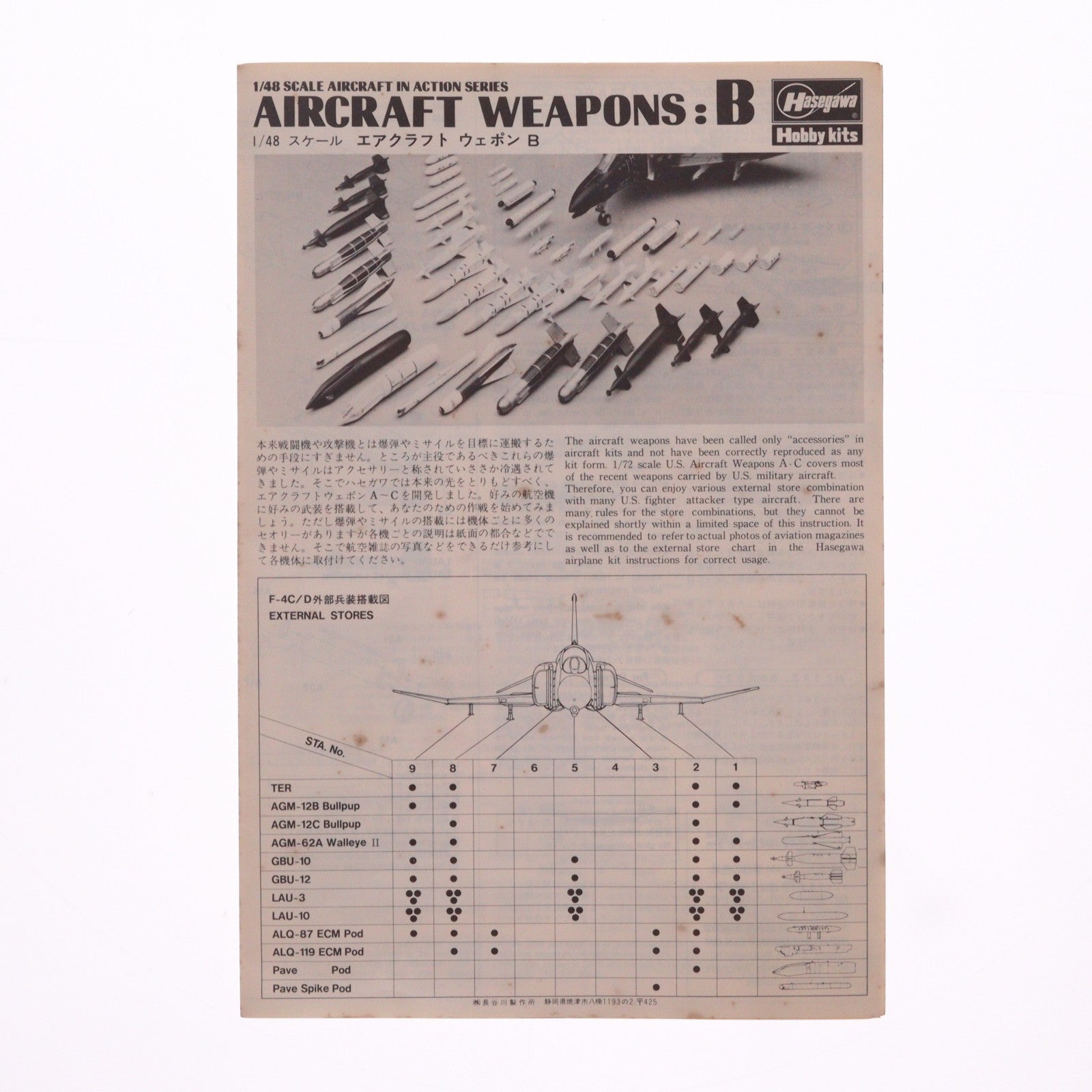 【中古即納】[PTM] エアクラフトインアクションシリーズ X48-2 1/48 エアクラフト ウェポンB アメリカ 特殊爆弾セット プラモデル用アクセサリ(X48-002) ハセガワ(19991231)