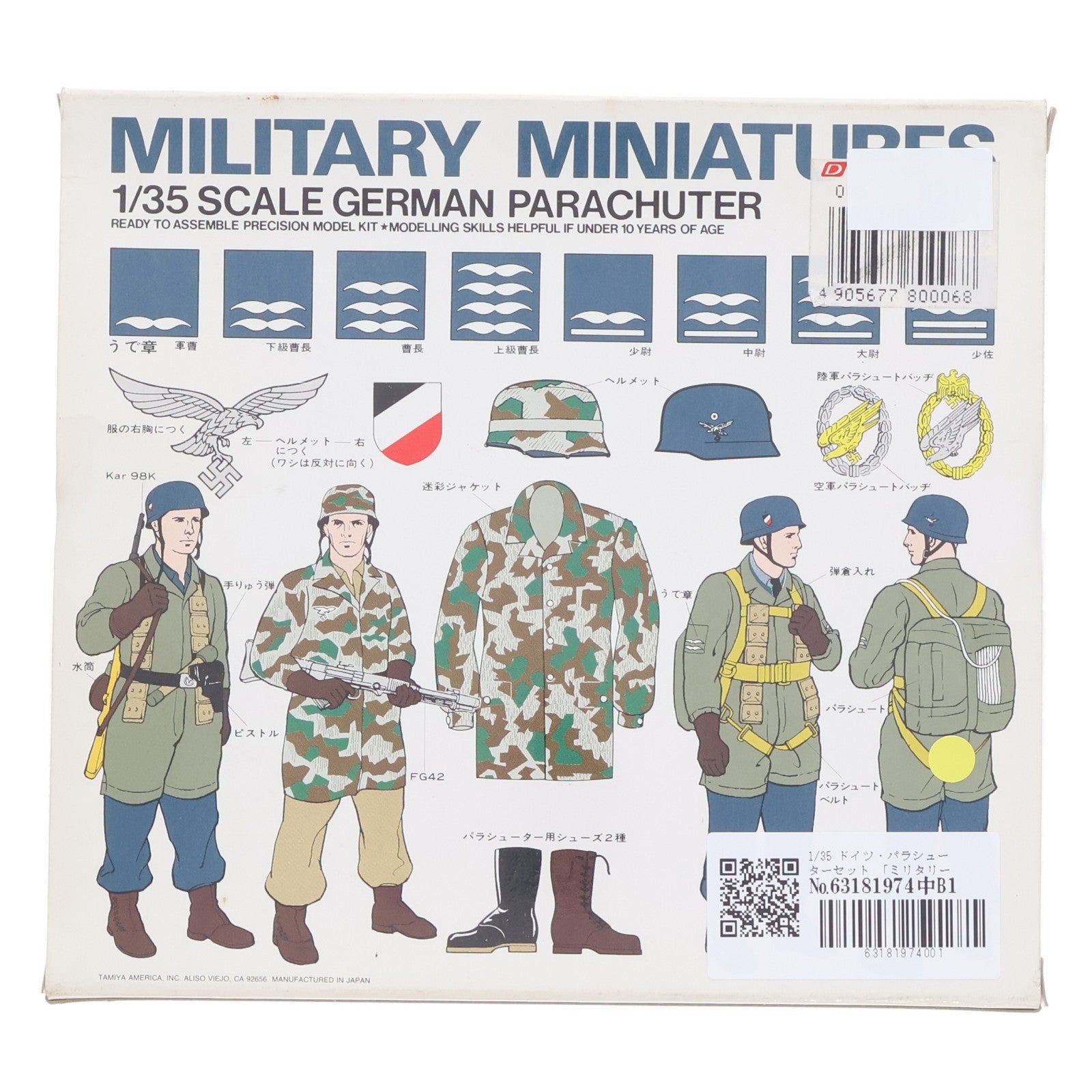 【中古即納】[PTM] ミリタリーミニチュアシリーズNo.12 1/35 ドイツ・パラシューターセット プラモデル用アクセサリ(35012) タミヤ(19991231)