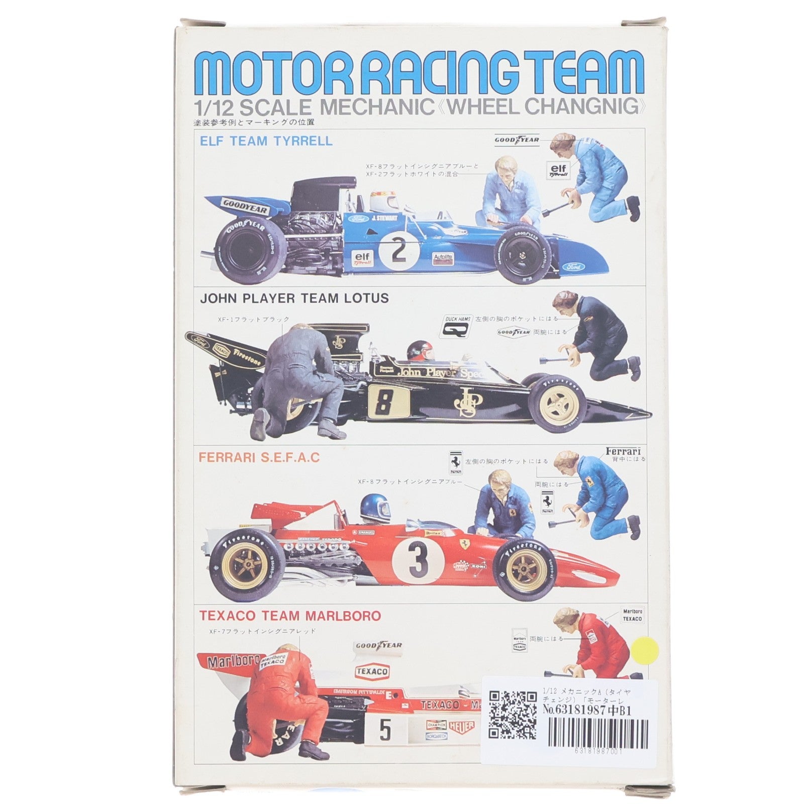 【中古即納】[PTM] モーターレーシングチームシリーズ 1/12 メカニックA(タイヤチェンジ) ディスプレイモデル プラモデル(12502) タミヤ(20220328)