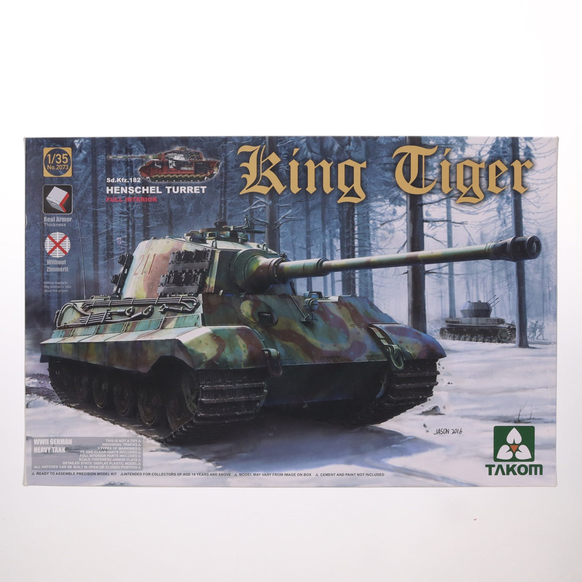 【中古即納】[PTM] 1/35 WWII ドイツ軍重戦車 Sd.Kfz.182 キングタイガー ヘンシェル砲塔 インテリア付/ツィンメリット無 プラモデル(TKO2073) TAKOM(タコム)(20161120)