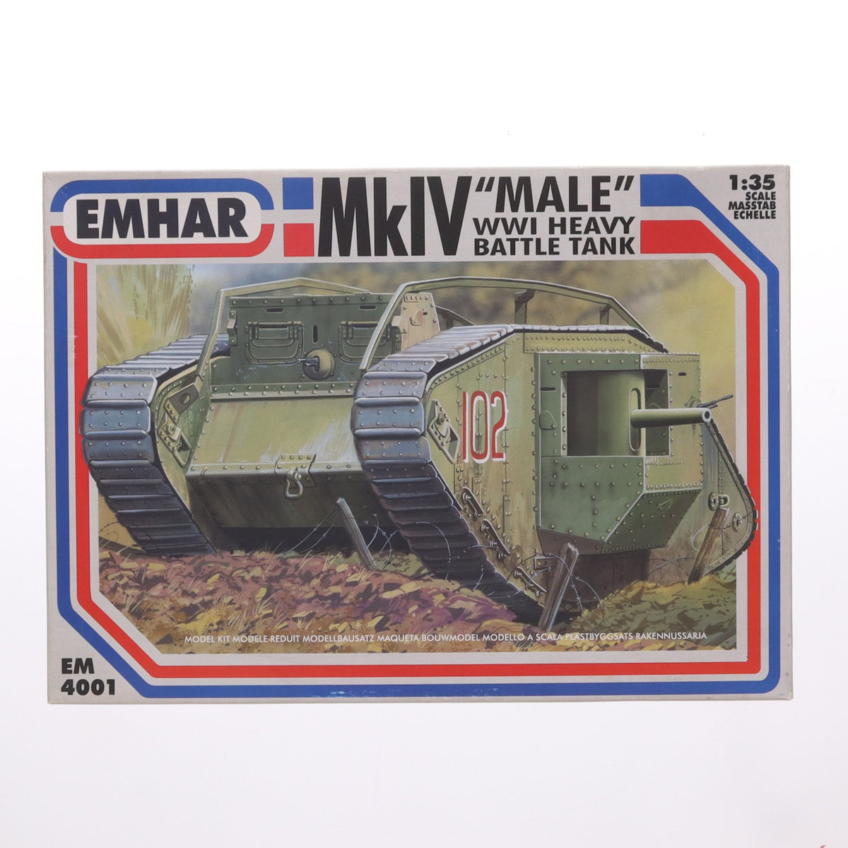 【中古即納】[PTM] 1/35 英・マークIV 雄型 6ポンド砲搭載菱形戦車 WW-I プラモデル(EM4001) EMHAR(エマー)(20130630)