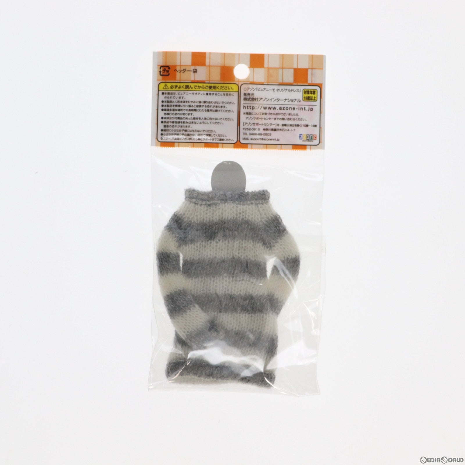 【中古即納】[DOL]ピュアニーモMサイズ用 ふわふわボーダーニットワンピース(グレー×ホワイト) ドール用衣装(PNM121-GWT) アゾン(20141220)