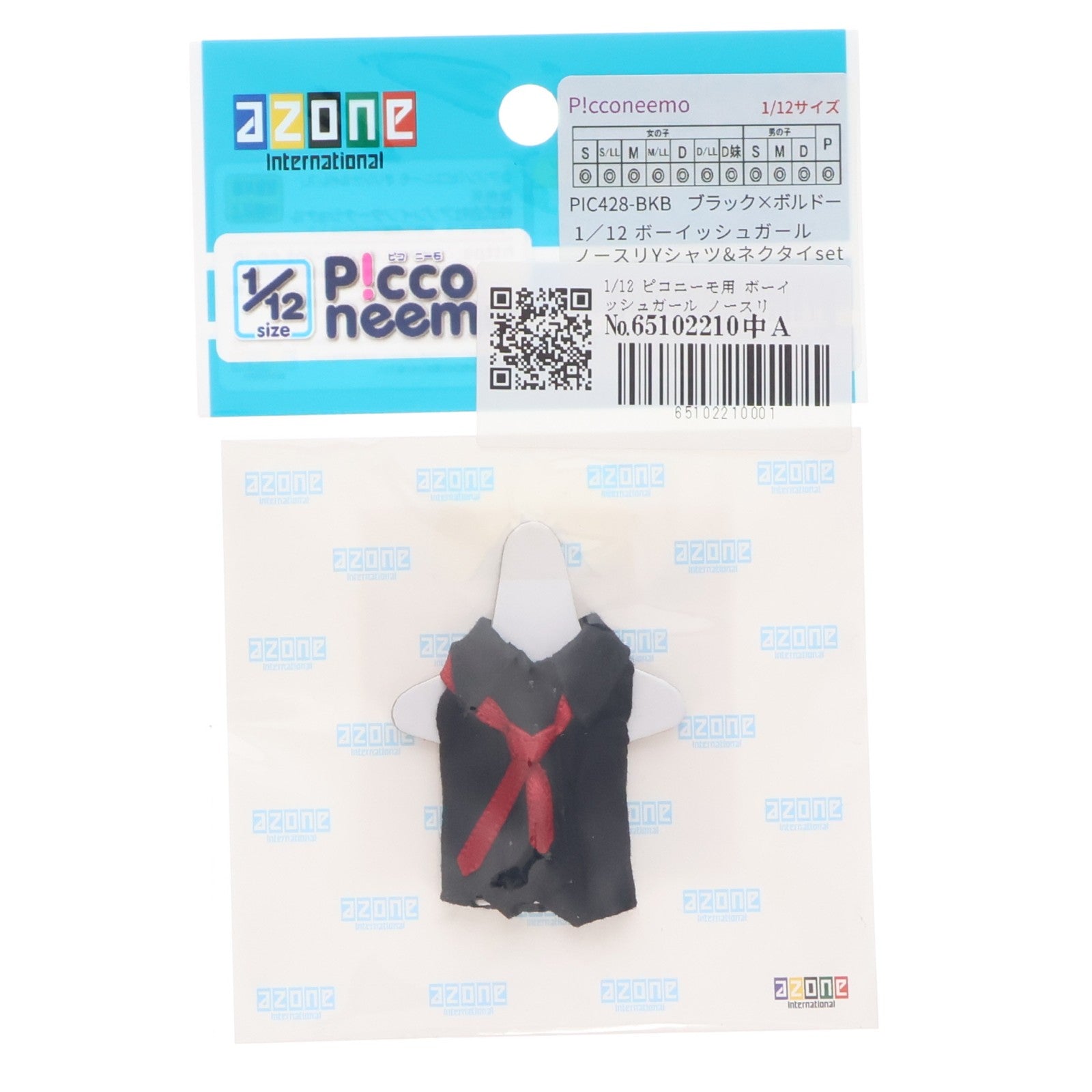 【中古即納】[DOL] ピコニーモ用 ボーイッシュガール ノースリYシャツ&ネクタイset(ブラック×ボルドー) 1/12 ドール用衣装(PIC428-BKB) アゾンインターナショナル(20230511)