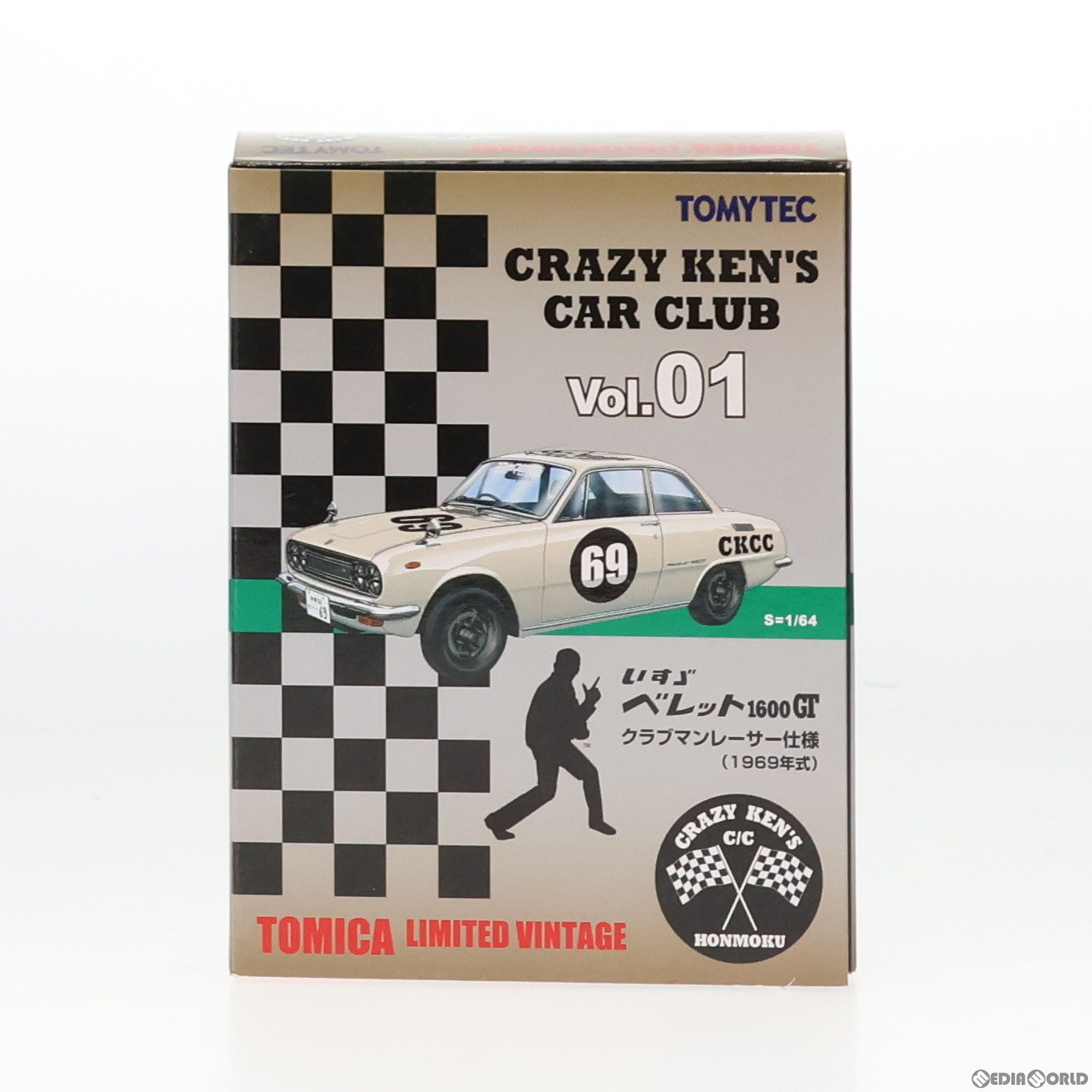 【中古即納】[MDL] CRAZYKENBAND×トミカリミテッドヴィンテージ TLV-CKB01 ベレット 1600GT クラブマンレーサー仕様(ホワイト) 1/64 完成品 ミニカー(255758) TOMYTEC(トミーテック) (20140628)