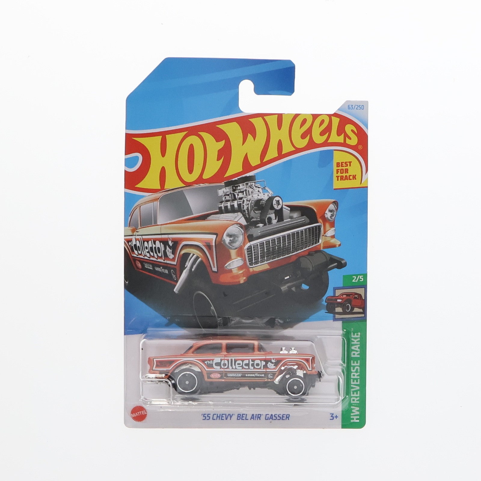 【中古即納】[MDL] Hot Wheels(ホットウィール) HW RAVERSE RAKE 1/64 55 CHEVY BEL AIR GASSER(オレンジ×ブラック) 完成品 ミニカー(HTB90) Mattel(マテル) (20210131)