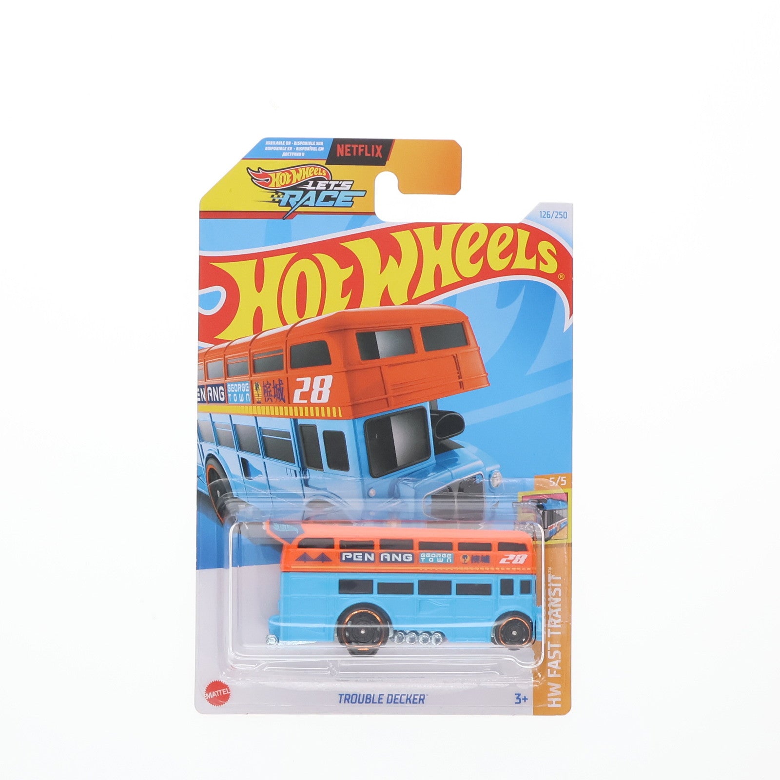 【中古即納】[MDL] Hot Wheels(ホットウィール) TROUBLE DECKER(オレンジ×ブルー) 1/64 完成品 ミニカー(HDT46) Mattel(マテル)(20141206)