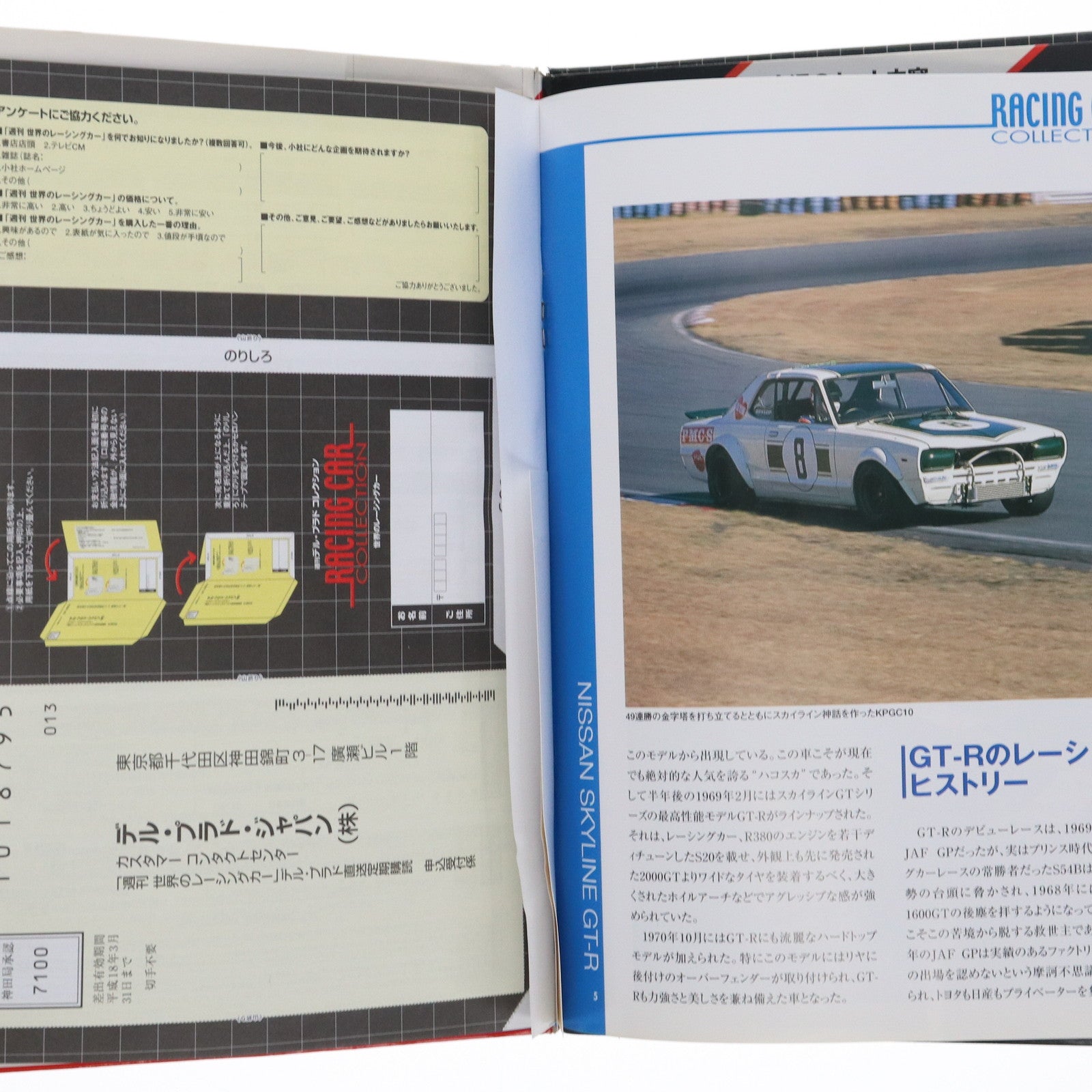 【中古即納】[MDL] 週刊デル・プラドコレクション 世界のレーシングカー No.5(1/43 日産 スカイライン R32 GT-R付属) 完成品 ミニカー 書籍 扶桑社(19991231)