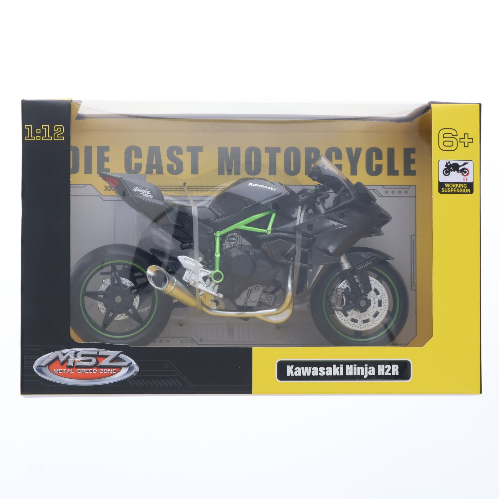 【中古即納】[MDL] METAL SPEED ZONE 1/12 Kawasaki Ninja H2R(ブラック×グリーン) 完成品 ミニカー ピーナッツクラブ(19991231)