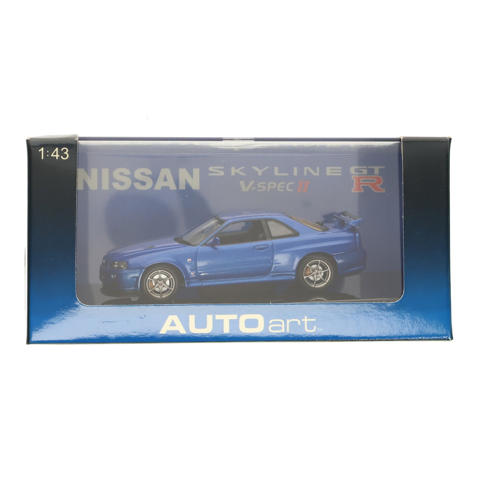 【中古即納】[MDL] 1/43 NISSAN SKYLINE(スカイライン) R34 GT-R V-SPECII(ブルー) 完成品 ミニカー(57331) AUTOart(オートアート)(20140131)