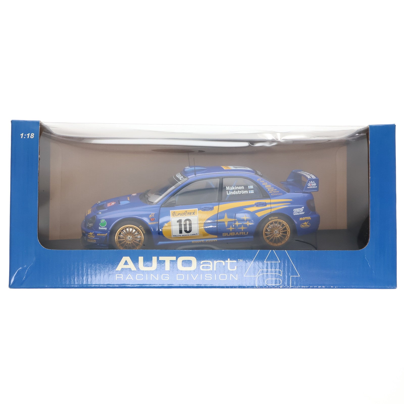 【中古即納】[MDL] 1/18 スバル インプレッサWRC 2002 モンテカルロ優勝車 Spike #10(ブルー×イエロー) 完成品 ミニカー(80292) AUTOart(オートアート)(20021231)
