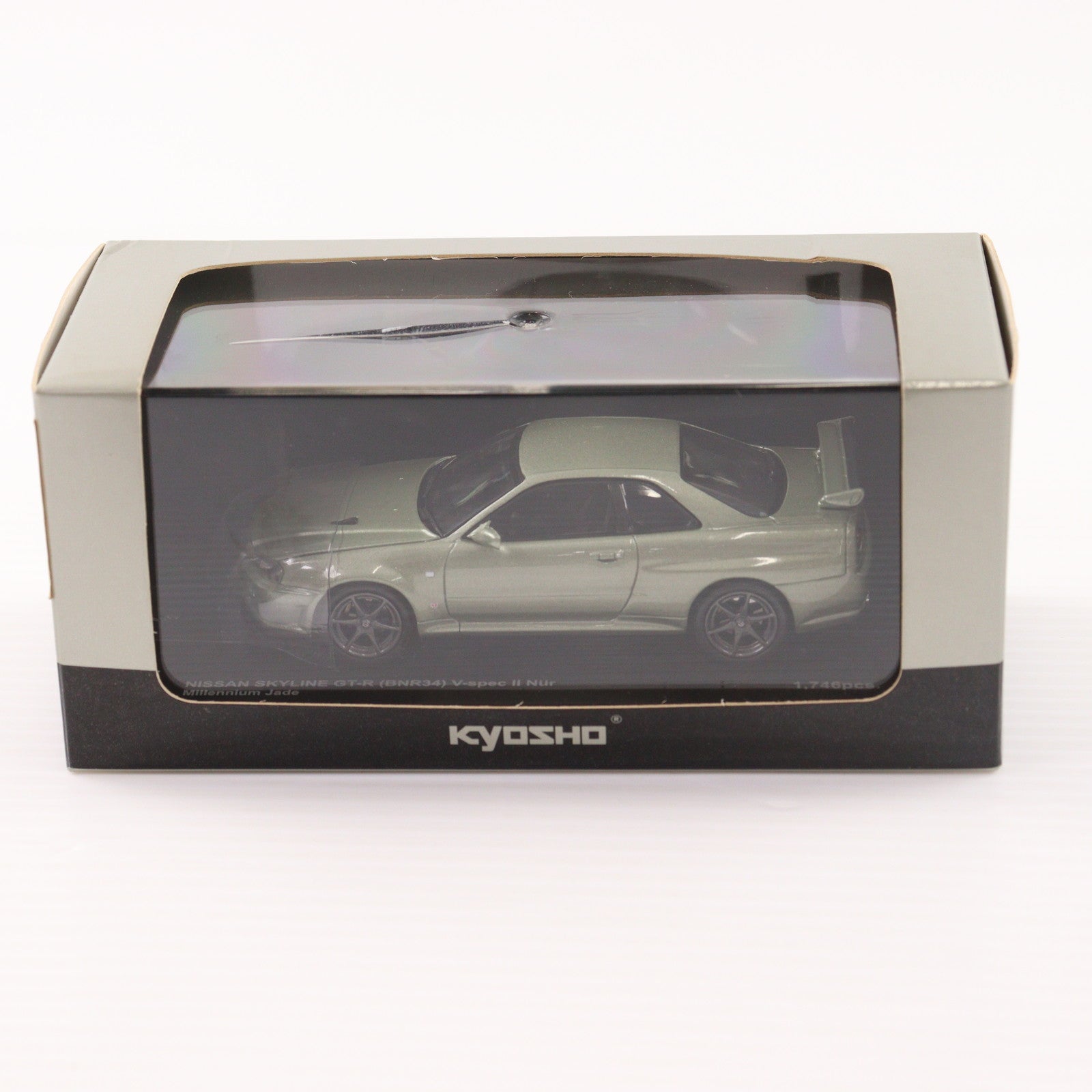 【中古即納】[MDL] 1/43 NISSAN SKYLINE GT-R BNR34 V-spec II Nur(ミレニアムジェイド) 完成品 ミニカー(03381MJ) 京商(20080930)