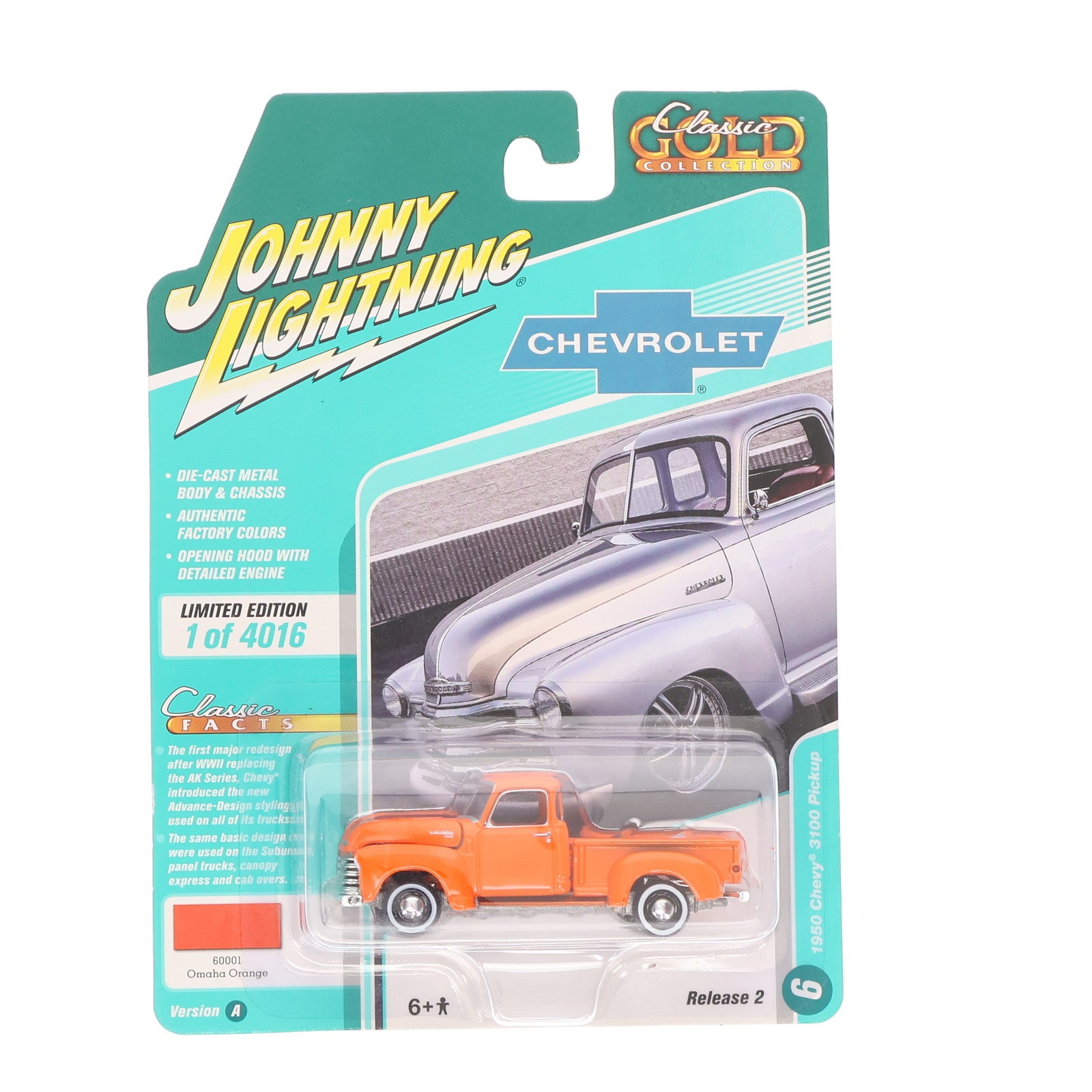 【中古即納】[MDL] 1/64 1950 シボレー トラック(オマハオレンジ) 完成品 ミニカー(JLSP106A) JOHNNY LIGHTNING(ジョニーライトニング)(20210127)
