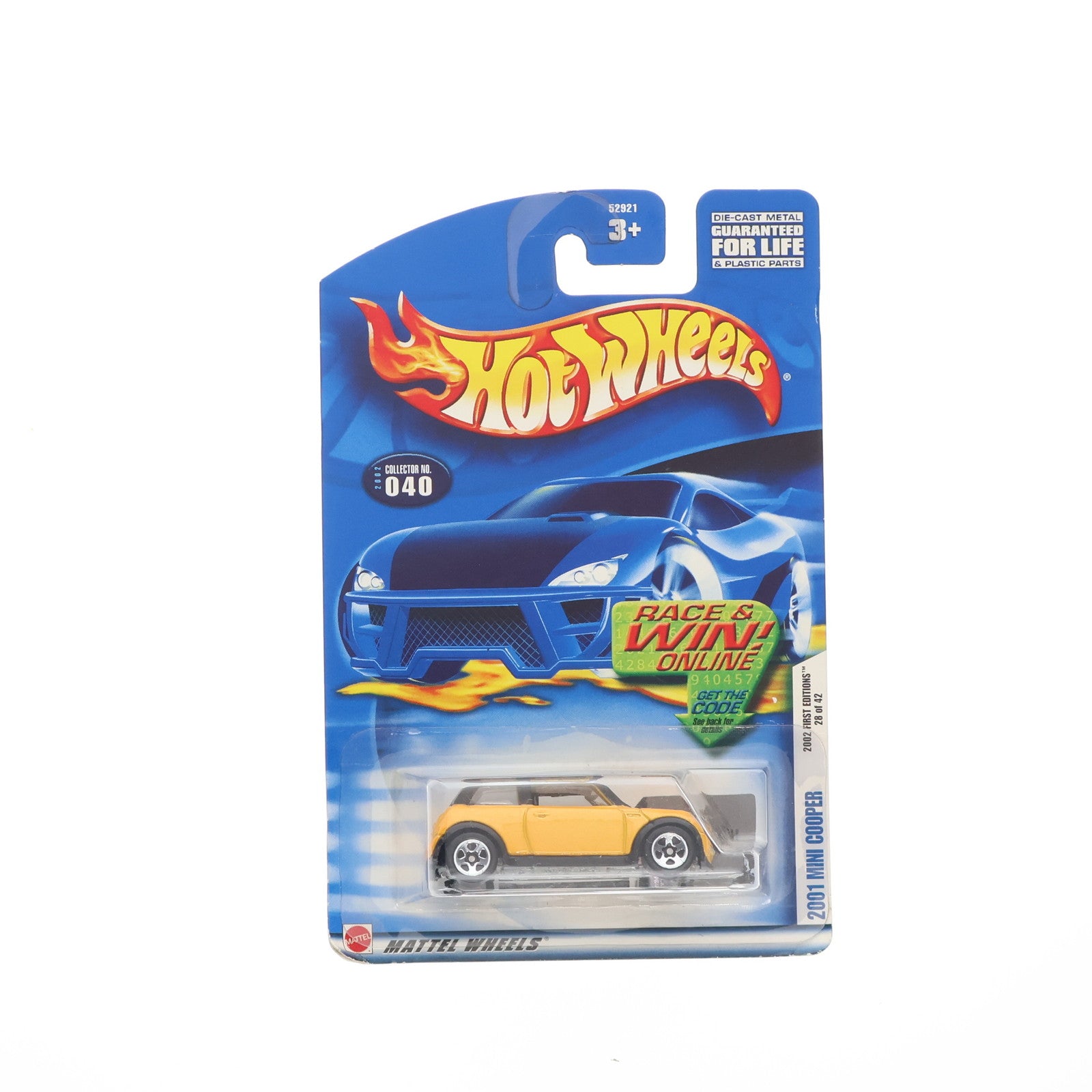 【中古即納】[MDL] Hot Wheels(ホットウィール) 1/64 MINI COOPER(ミニクーパー) 2001(イエロー×ホワイト) 完成品 ミニカー(52921-0814) マテル(19981231)