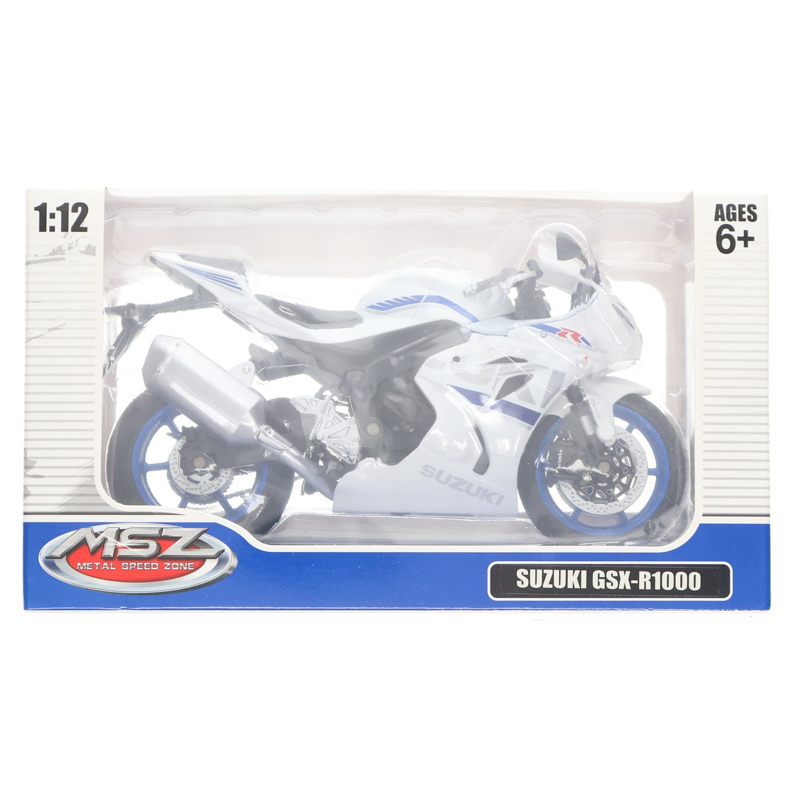 【中古即納】[MDL] METAL SPEED ZONE 1/12 SUZUKI GSX-R1000(ホワイト×ブルー) 完成品 ミニカー プライズ ピーナッツクラブ(19991231)