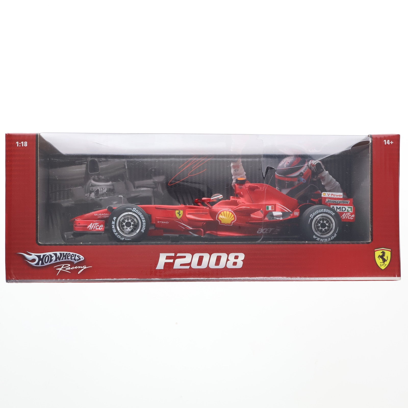 【中古即納】[MDL] Hot Wheels Racing(ホットウィールレーシング) 1/18 FERRARI(フェラーリ) F2008 Shell #1(レッド) 完成品 ミニカー(L8781) マテル(19991231)