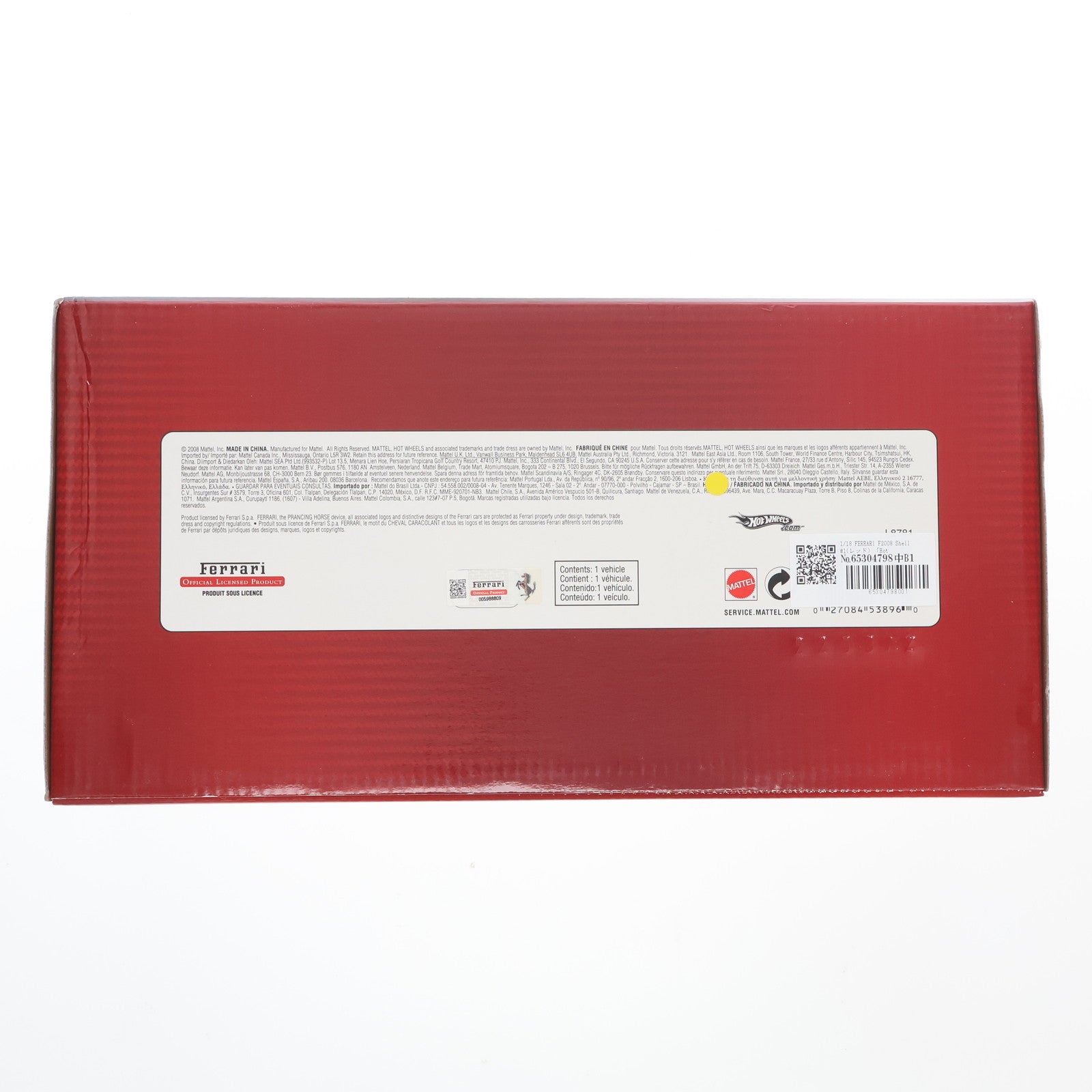 【中古即納】[MDL] Hot Wheels Racing(ホットウィールレーシング) 1/18 FERRARI(フェラーリ) F2008 Shell #1(レッド) 完成品 ミニカー(L8781) マテル(19991231)