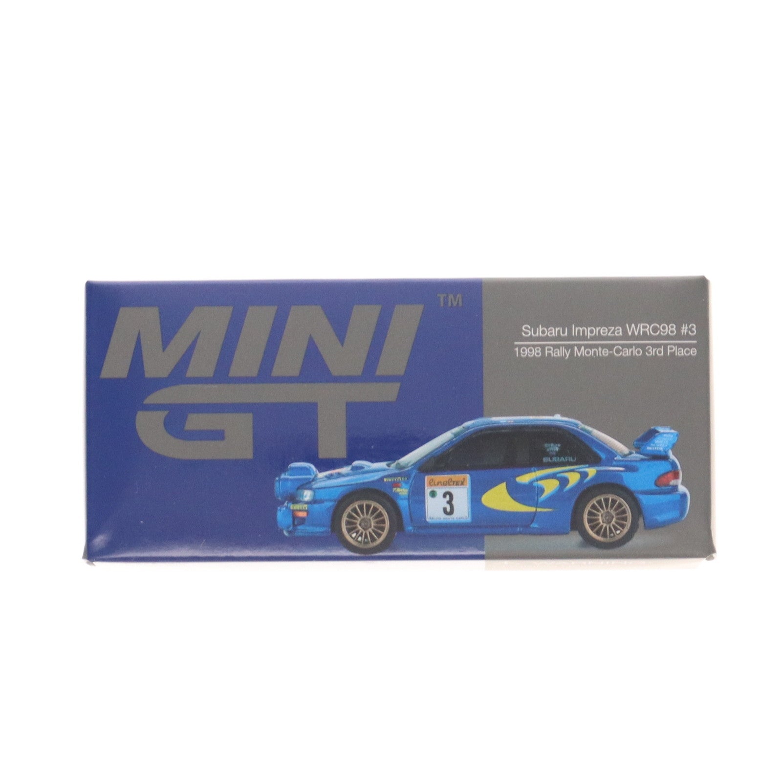 【中古即納】[MDL] ミニGTシリーズ 1/64 スバル インプレッサ WRC98 モンテカルロラリー 1998 3位入賞車 #3(左ハンドル) 完成品 ミニカー(MGT00975-L) TSM(トゥルースケールミニチュアズ)(20250829)