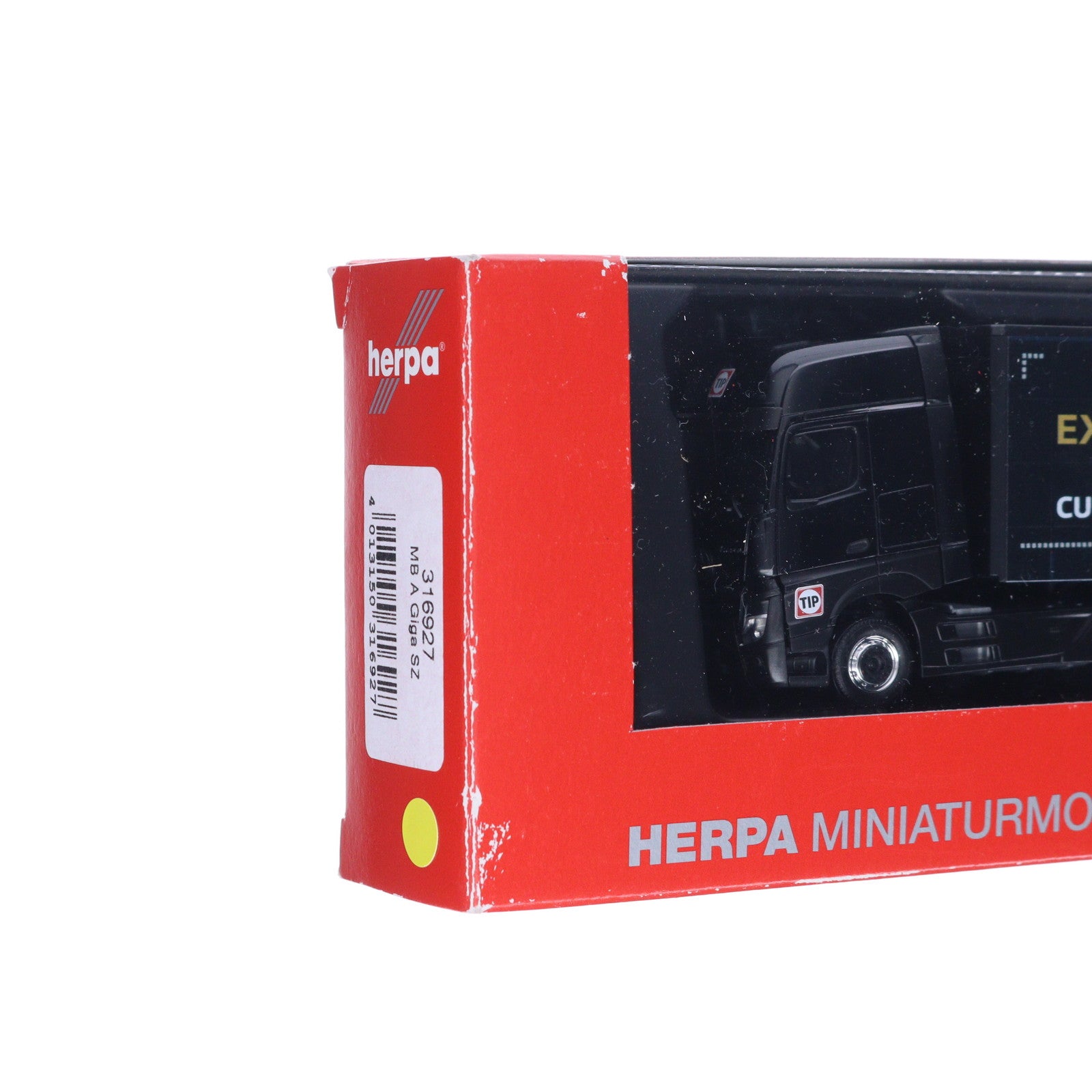 【中古即納】[MDL] 1/87 メルセデスベンツアクトロス ギガスペース カーテンキャンバスセミトレーラー 『Wielton / TIP』 [MB A Giga SZ] 完成品 ミニカー(HE316927) Herpa(ヘルパ)(20231227)