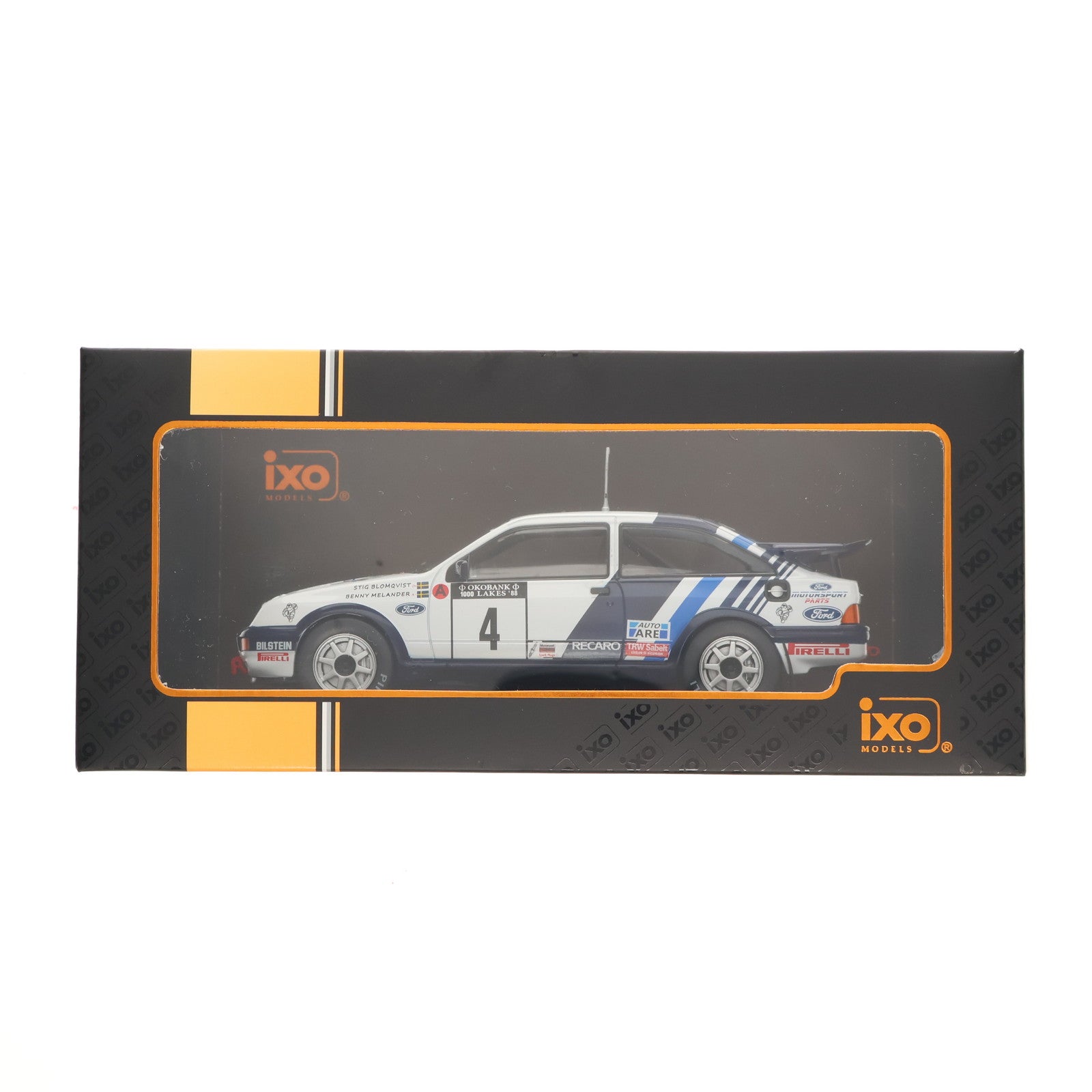 【中古即納】[MDL] 1/24 フォード シエラ RS コスワース 1988年1000湖ラリー S.Blomquist/B.Melander #4 完成品 ミニカー(24RAL032B) IXO Models(イクソモデルス)(20240425)
