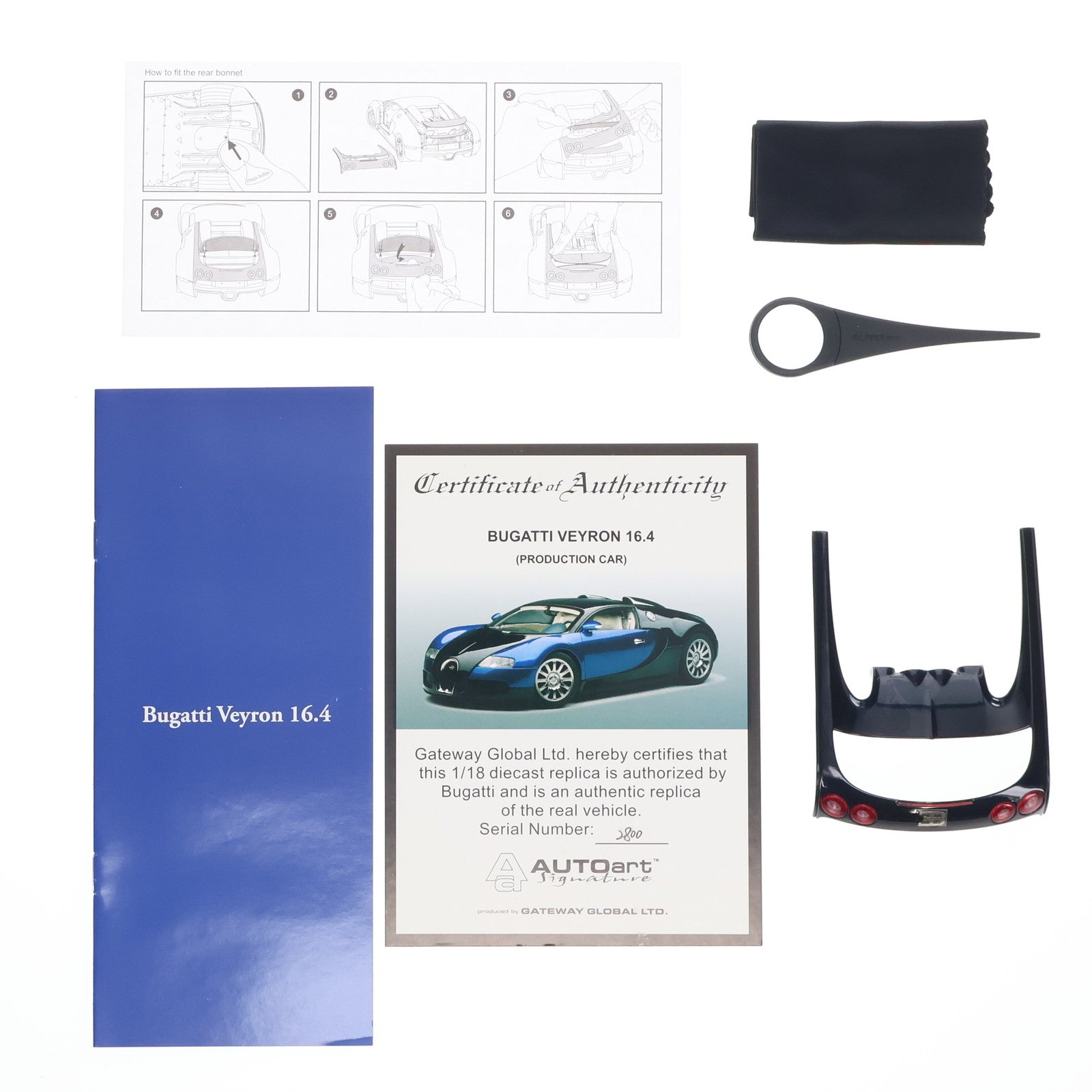 【中古即納】[MDL] シグネチャーシリーズ 1/18 BUGATTI(ブガッティ) EB 16.4 VEYRON PRODUCTION CAR(ブラック×ブルー) 完成品 ミニカー(70907) AutoArt(オートアート)(20080831)