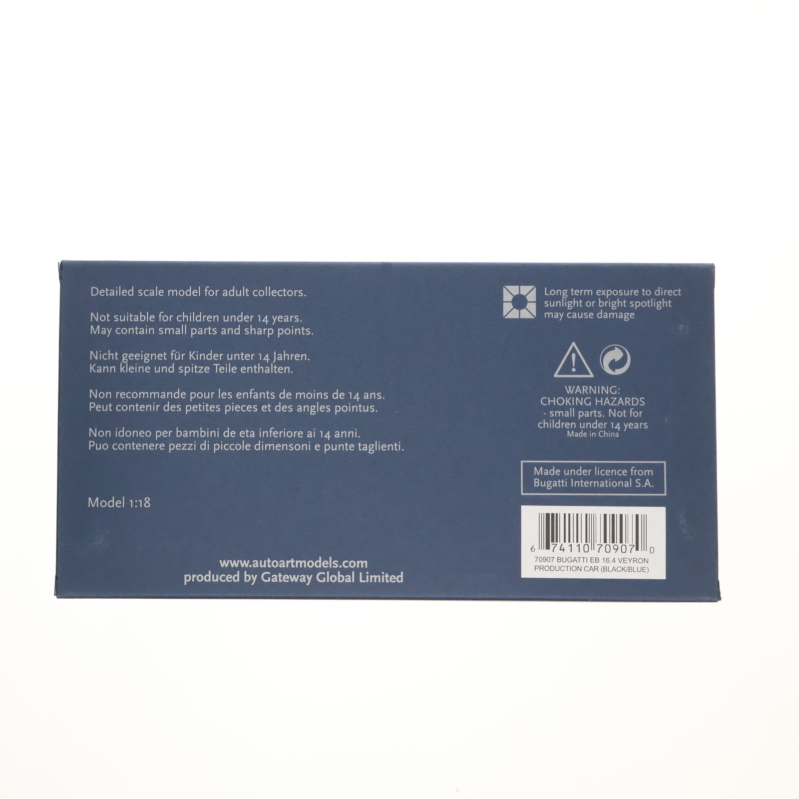 【中古即納】[MDL] シグネチャーシリーズ 1/18 BUGATTI(ブガッティ) EB 16.4 VEYRON PRODUCTION CAR(ブラック×ブルー) 完成品 ミニカー(70907) AutoArt(オートアート)(20080831)