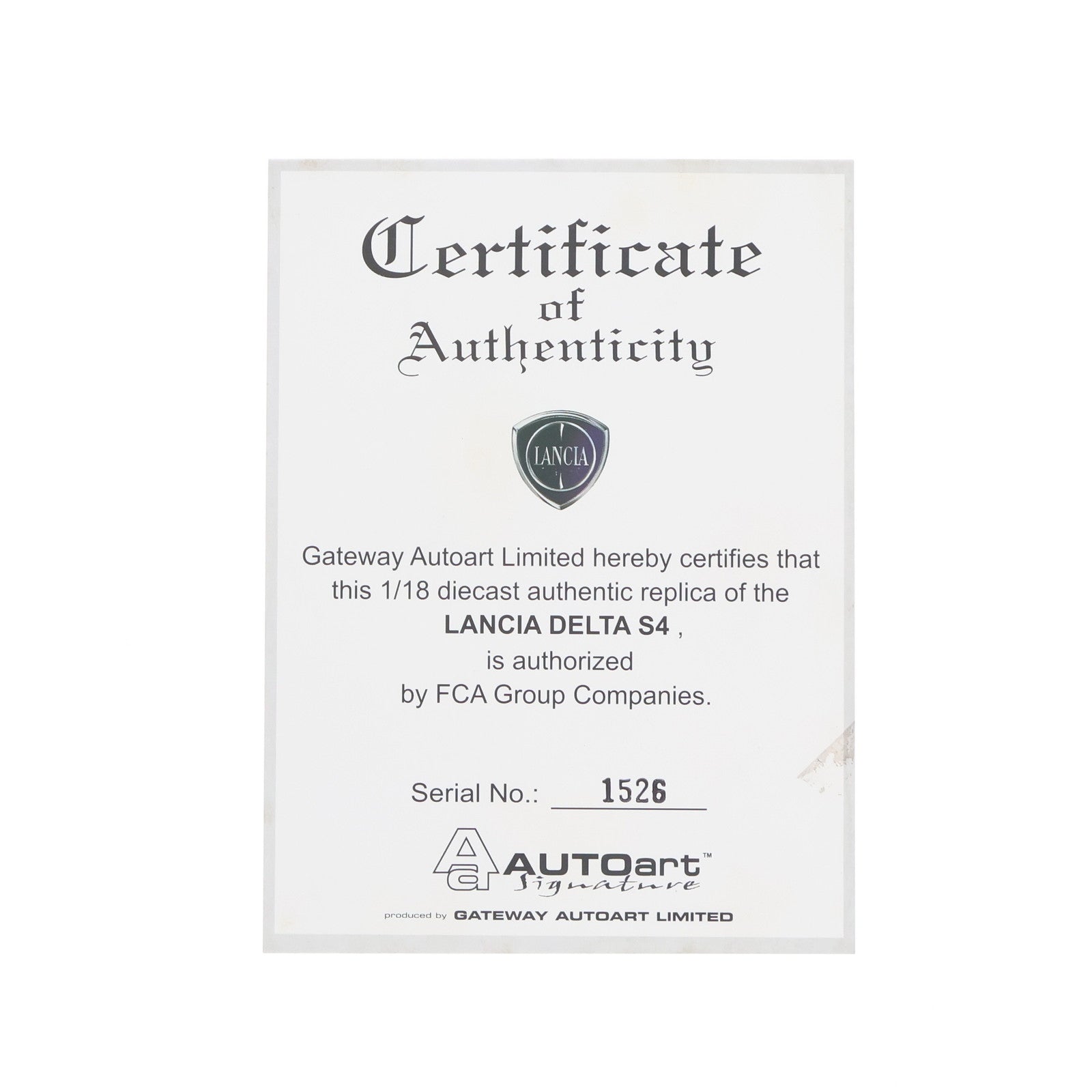 【中古即納】[MDL] シグネチャーシリーズ 1/18 ランチア デルタ S4 ストラダーレ(グレー) 完成品 ミニカー(74772) AutoArt(オートアート)(20151010)