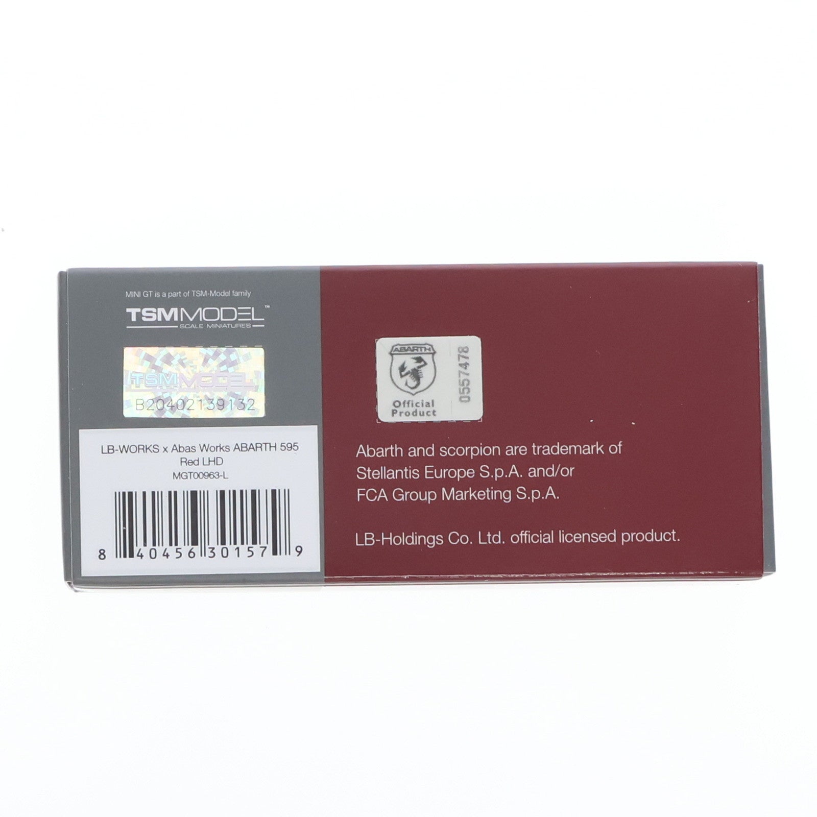 【中古即納】[MDL] ミニGTシリーズ 1/64 アバルト 595 LB-WORKS x Abas Works 左ハンドル(レッド) 完成品 ミニカー(MGT00963-L) TSM(トゥルースケールミニチュアズ)(20250730)