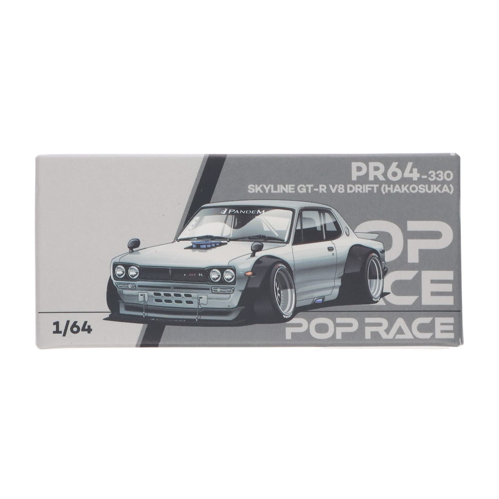 【中古即納】[MDL] 1/64 SKYLINE(スカイライン) GT-R V8 DRIFT(HAKOSUKA) SILVER CHROME 完成品 ミニカー(PR640330) POP RACE(ポップレース)(20250914)