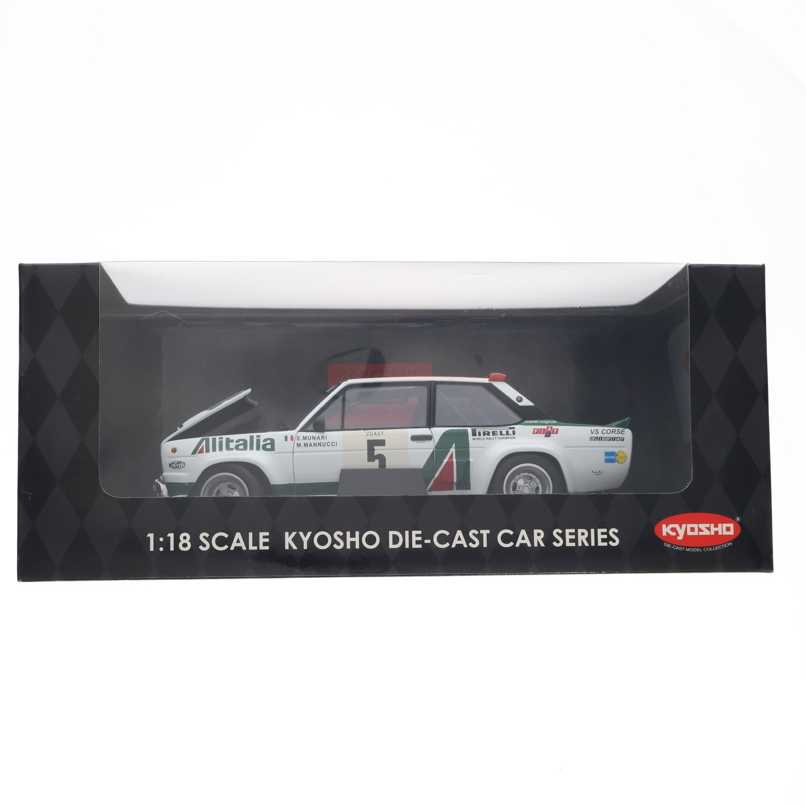 【中古即納】[MDL] GORGEOUS COLLECTION 1/18 FIAT 131 ABARTH TOUR DE CORSE 1978 Alitalia #5(ホワイト×レッド×グリーン) 完成品 ミニカー(08371C) 京商(20060430)