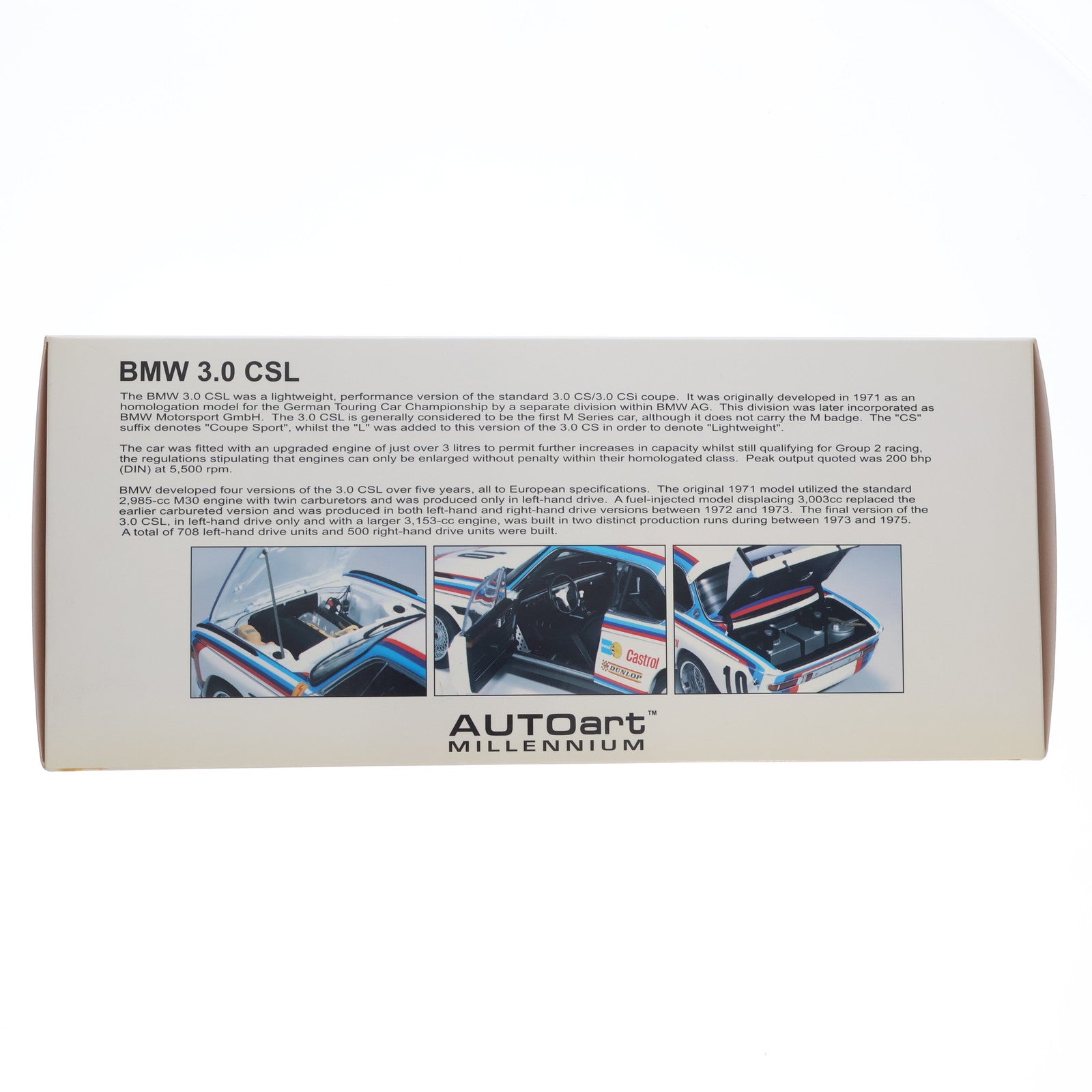 【中古即納】[MDL] MILLENNIUM 1/18 BMW 3.0 CSL SPA 1973 WINNER Castrol #10(ホワイト×ブルー×レッド) 完成品 ミニカー(87346) AUTOart(オートアート)(20121001)