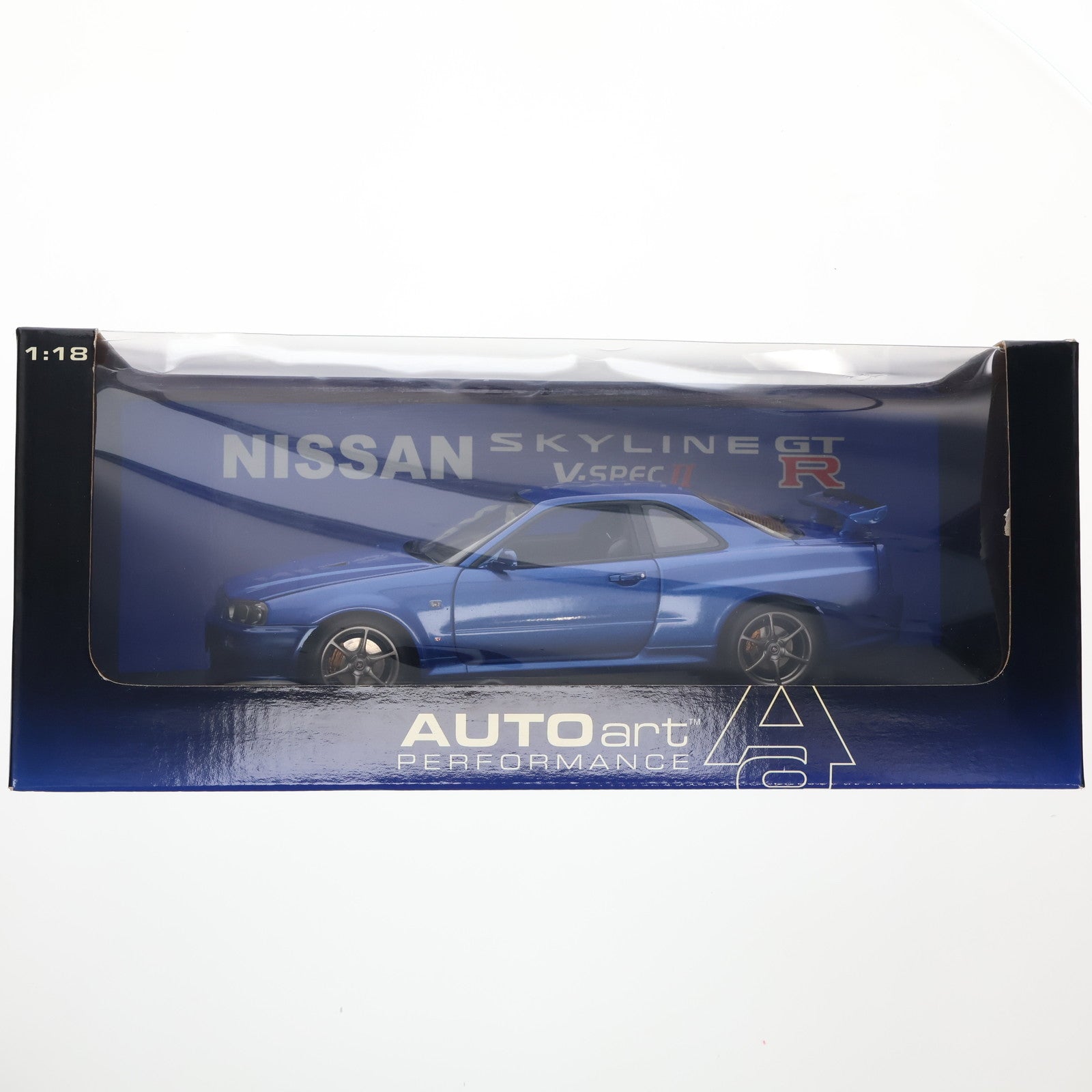 【中古即納】[MDL] 1/18 NISSAN SKYLINE(スカイライン) R34 GT-R V-SPEC II Bayside Blue 完成品 ミニカー(77331) AUTOart(オートアート)(19991231)