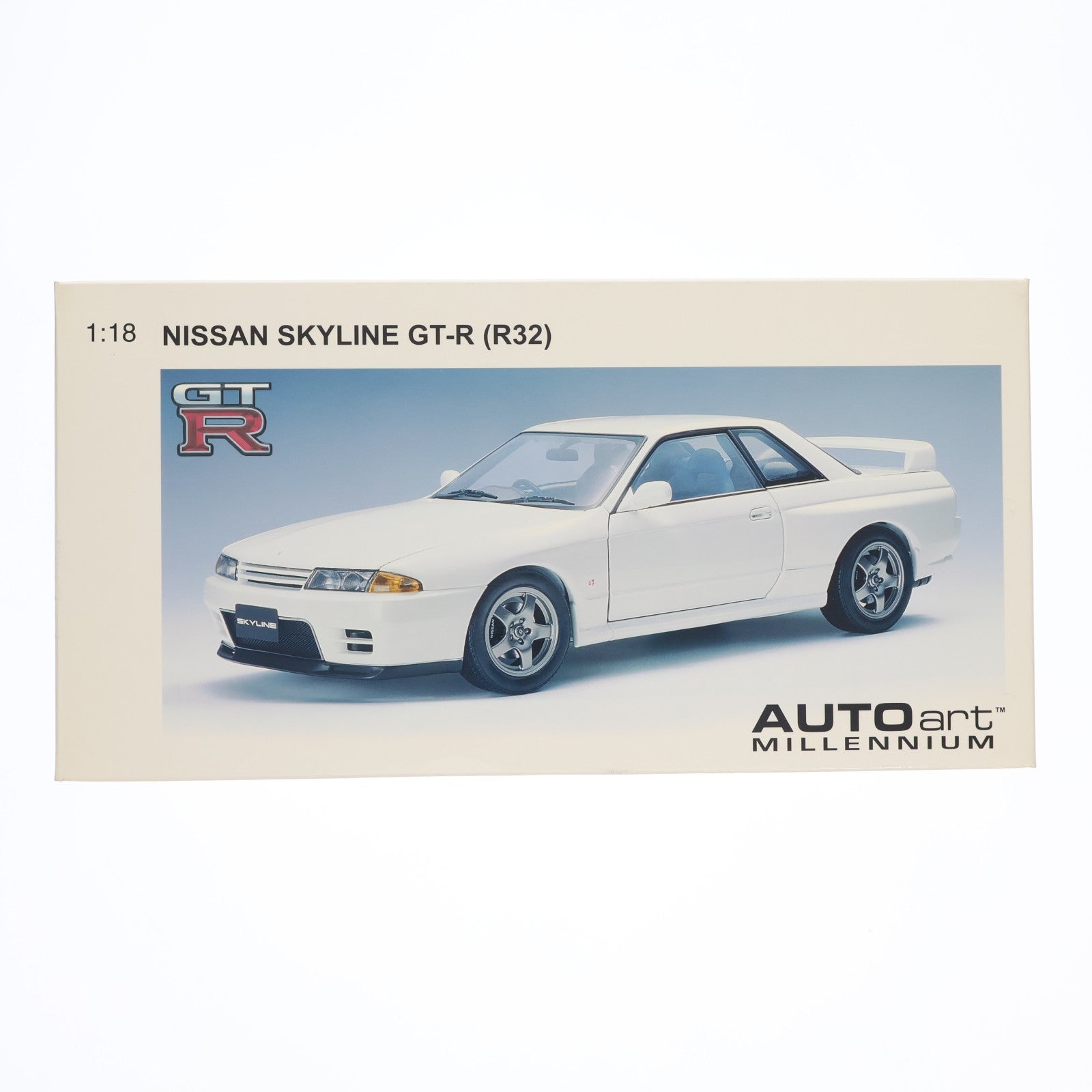 【中古即納】[MDL] MILLENNIUM 1/18 NISSAN SKYLINE GT-R(R32)(クリスタルホワイト) 完成品 ミニカー(77342) AutoArt(オートアート)(20050831)