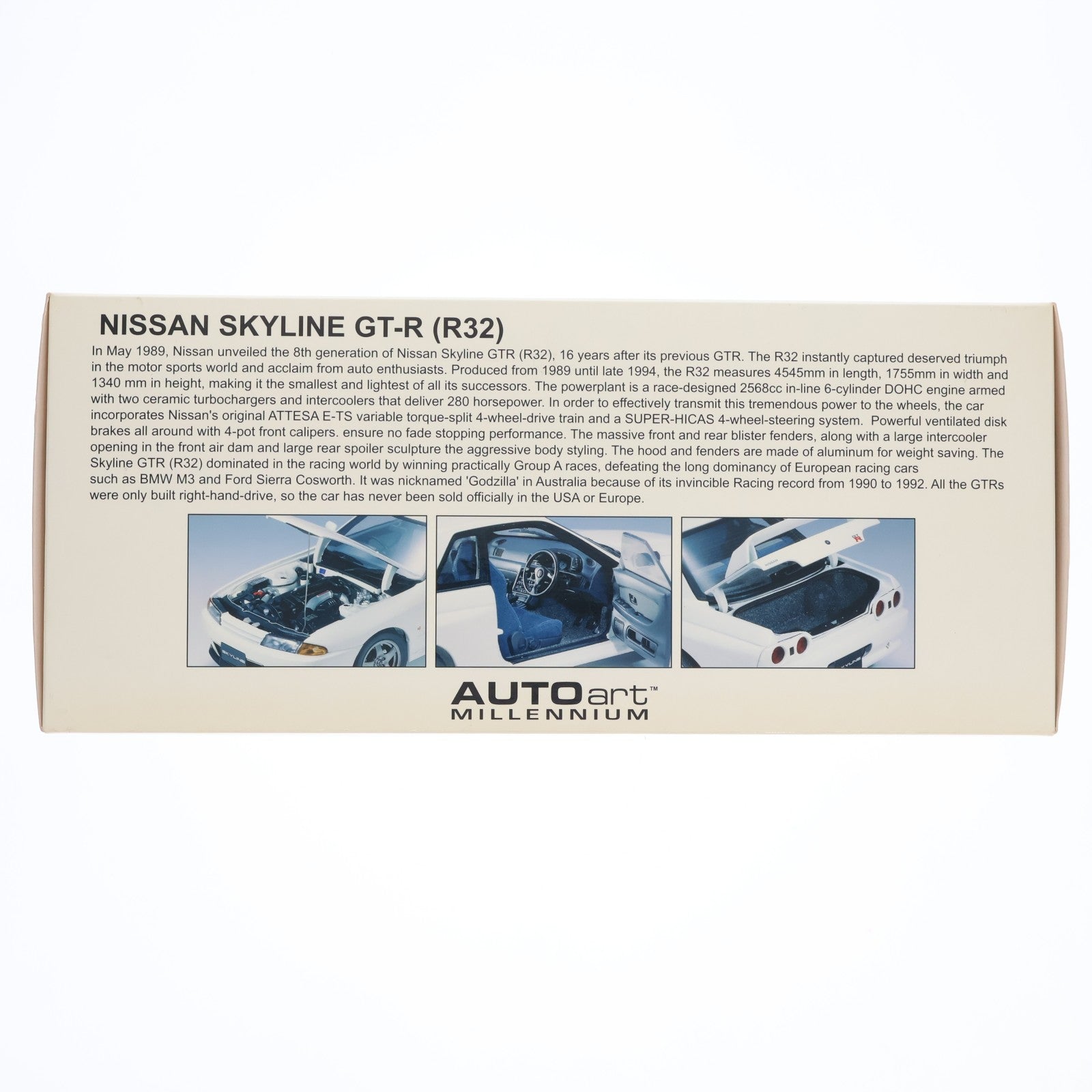 【中古即納】[MDL] MILLENNIUM 1/18 NISSAN SKYLINE GT-R(R32)(クリスタルホワイト) 完成品 ミニカー(77342) AutoArt(オートアート)(20050831)