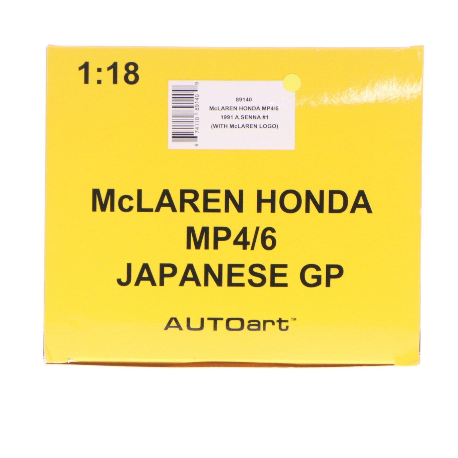 【中古即納】[MDL] オートアート・コンポジットモデルシリーズ 1/18 マクラーレン ホンダ MP4/6 日本GP 1991年 #1(アイルトン・セナ) マクラーレンロゴ入り 完成品 ミニカー(89140) AutoArt(オートアート)(20240519)