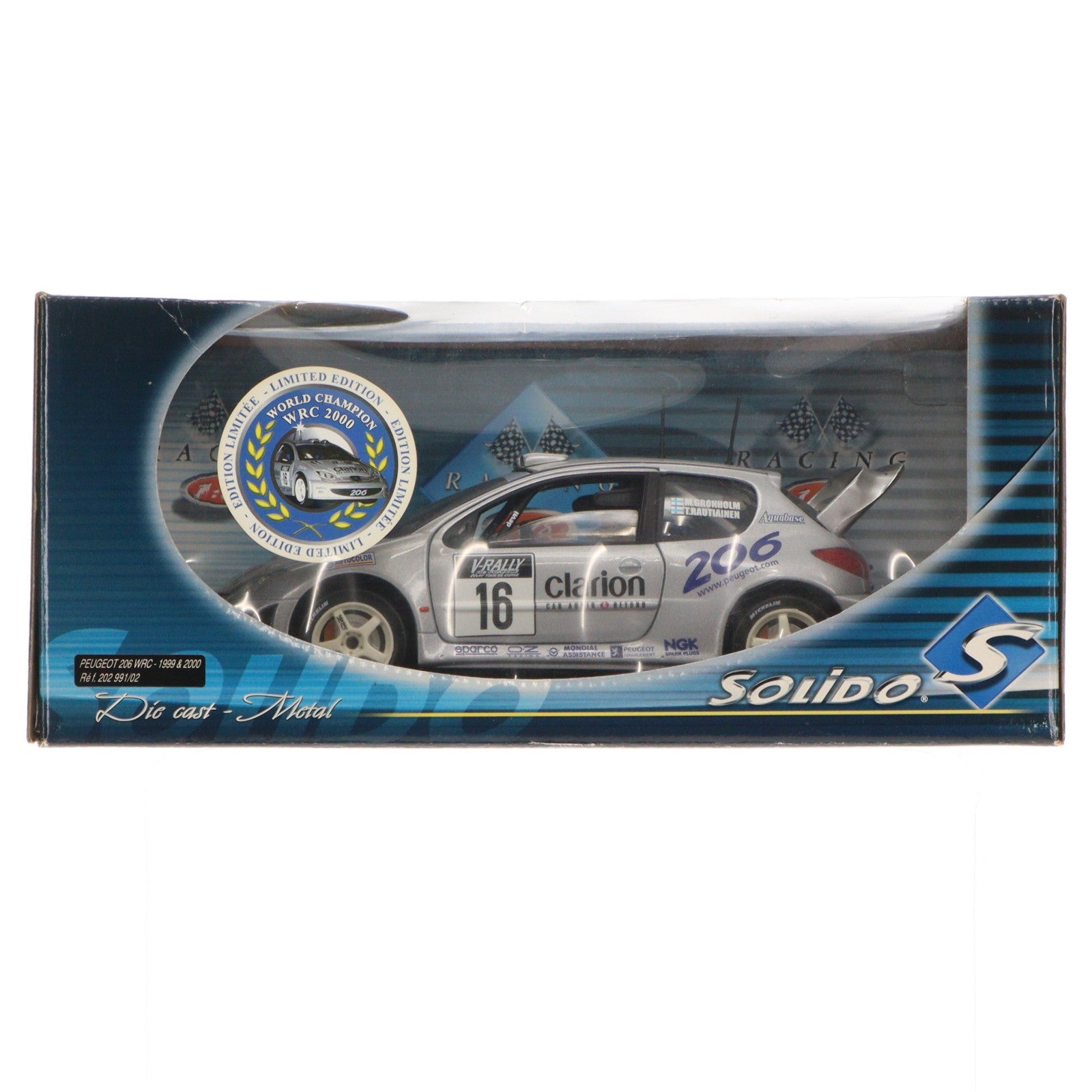 【中古即納】[MDL] 1/18 PEUGEOT(プジョー) 206 WRC 1999&2000 clarion #16(グレー) 完成品 ミニカー(20299102) solido(ソリド)(19991231)