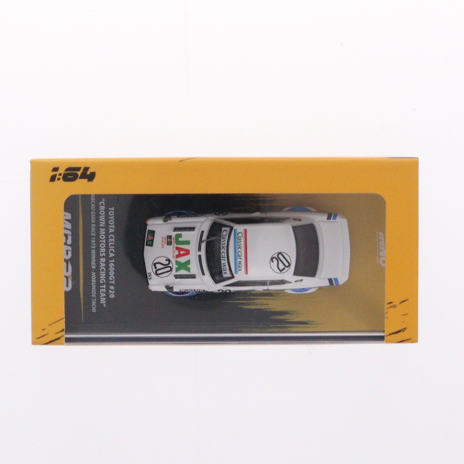 【中古即納】[MDL] 1/64 Toyota CELICA 1600GT CROWN MOTORS RACING TEAM マカオ ギアレース 1975 優勝車 DUNLOP #20(ホワイト×ブラック×ブルー) マカオグランプリ 2022 限定モデル 完成品 ミニカー(IN64-TA22-MGP22CMR) INNO MODELS(20221229)