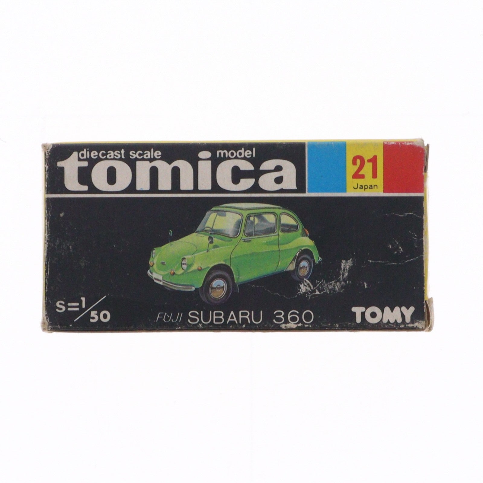 【中古即納】[MDL] トミカ No.21 1/50 富士重工 スバル 360(イエロー×レッド/黒箱/日本製) 完成品 ミニカー トミー(19991231)