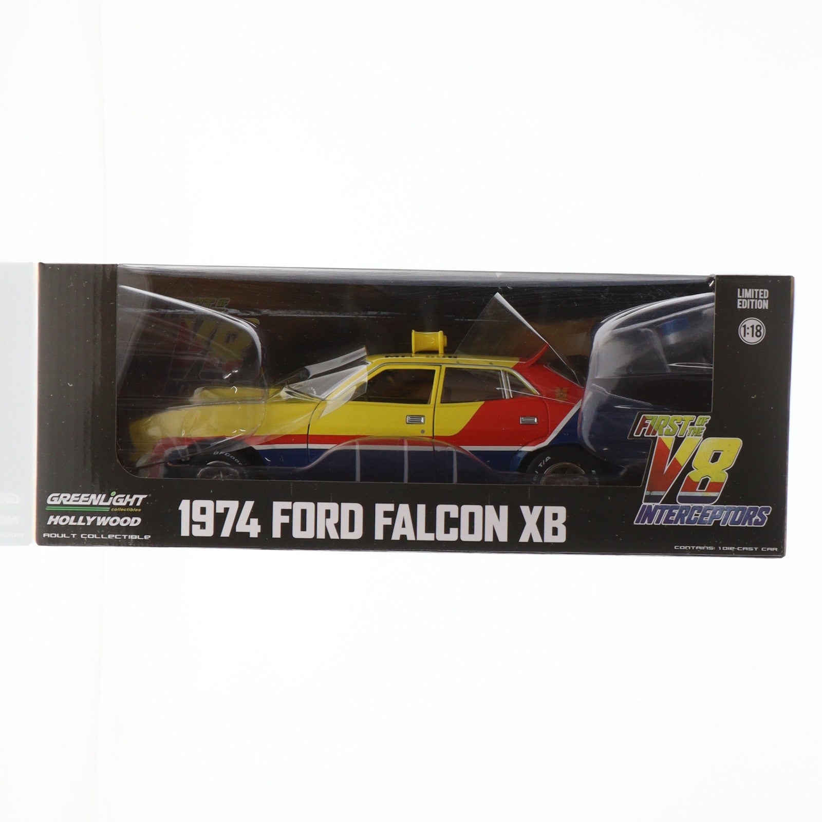 【中古即納】[MDL] 1/18 First of the V8 Interceptors (1979) - 1974 Ford Falcon(フォード・ファルコン) XB 4-Door Sedan M.F.P.- Yellow 完成品 ミニカー(13574) GREENLIGHT(グリーンライト)(20200801)