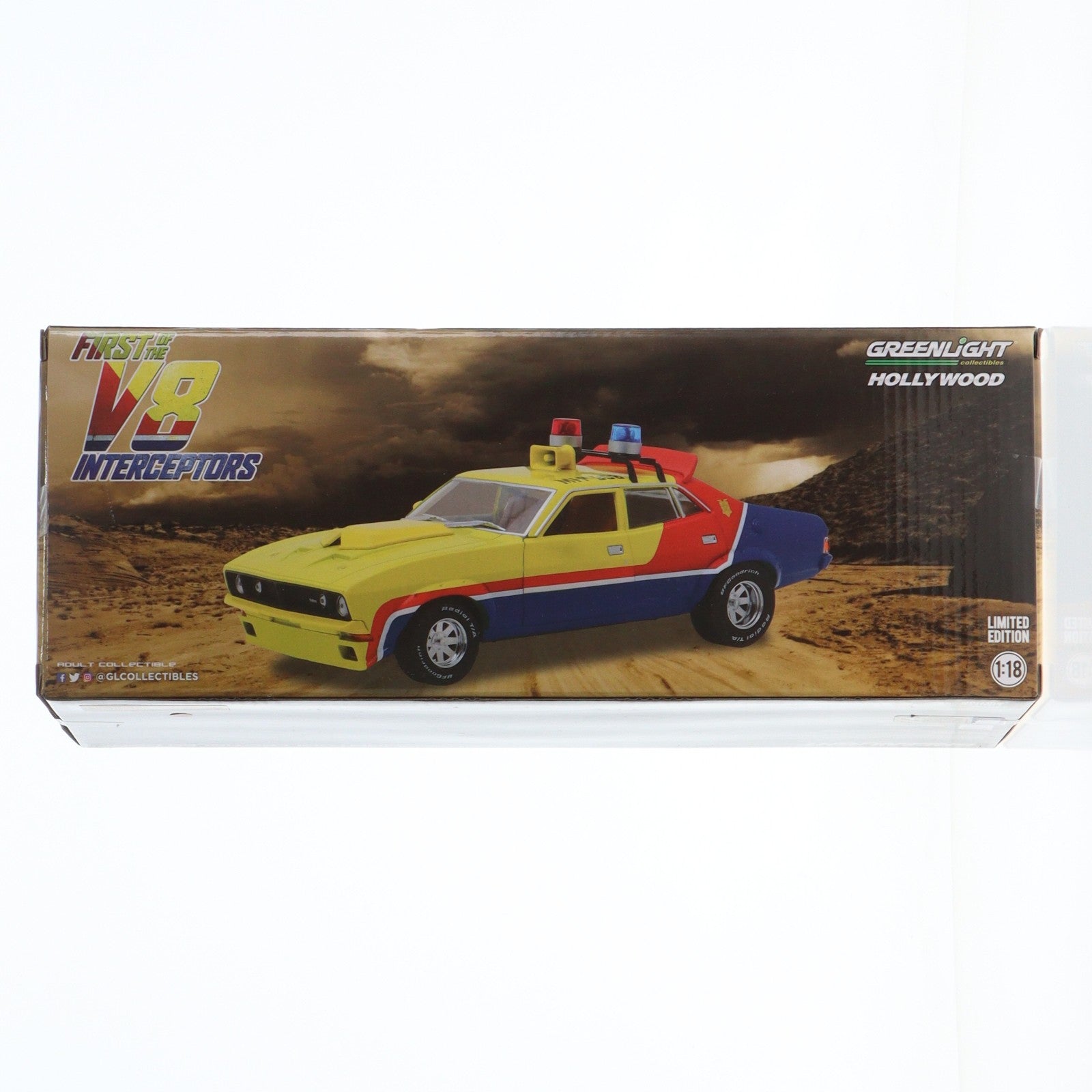 【中古即納】[MDL] 1/18 First of the V8 Interceptors (1979) - 1974 Ford Falcon(フォード・ファルコン) XB 4-Door Sedan M.F.P.- Yellow 完成品 ミニカー(13574) GREENLIGHT(グリーンライト)(20200801)