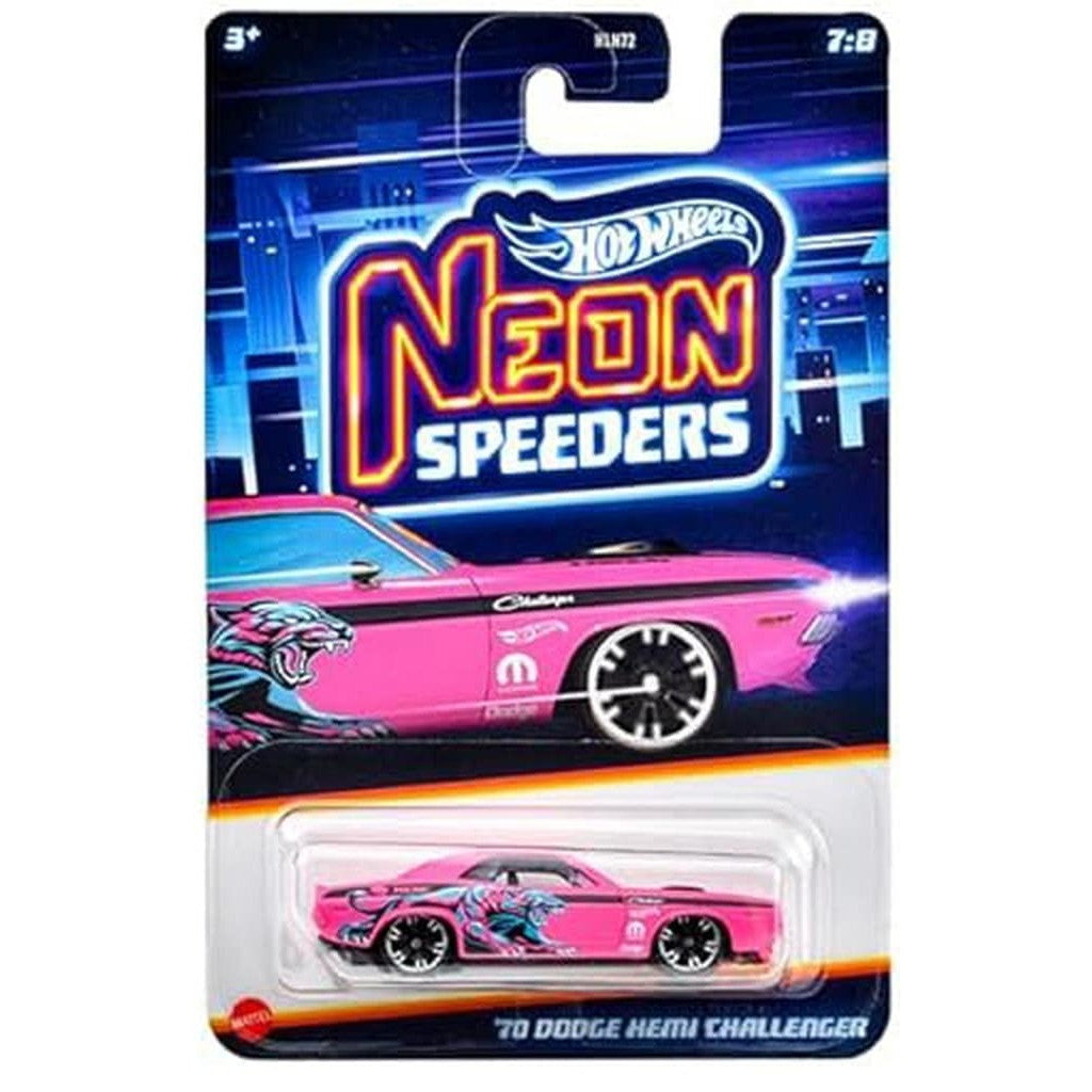 【中古即納】[MDL] (単品) 1/64 70 ダッジ ヘミ チャレンジャー Hot Wheels(ホットウィール) ネオン・スピーダーズ 完成品 ミニカー(JBY98) マテル(20250208)