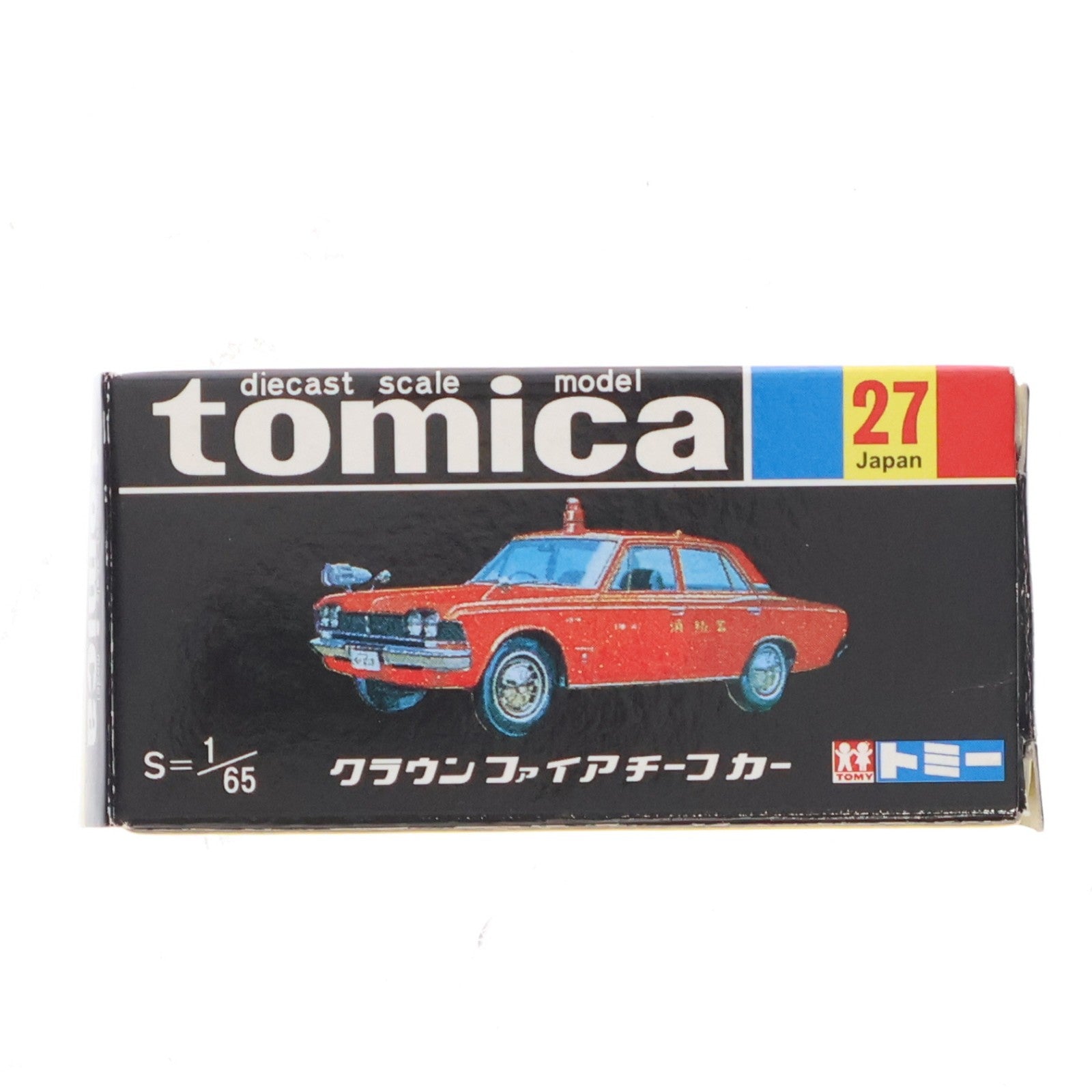 【中古即納】[MDL] トミカ No.27 1/65 トヨタ クラウン ファイアチーフカー(レッド/黒箱/中国製) 復刻版 完成品 ミニカー トミー(19991231)
