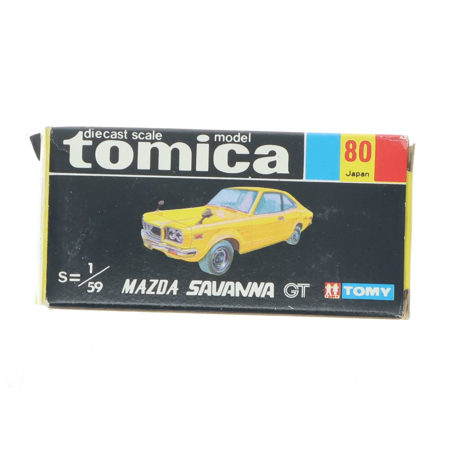 【中古即納】[MDL] トミカ No.80 1/59 マツダ サバンナ GT(イエロー/黒箱/日本製/1Hホイール) 完成品 ミニカー トミー(19991231)