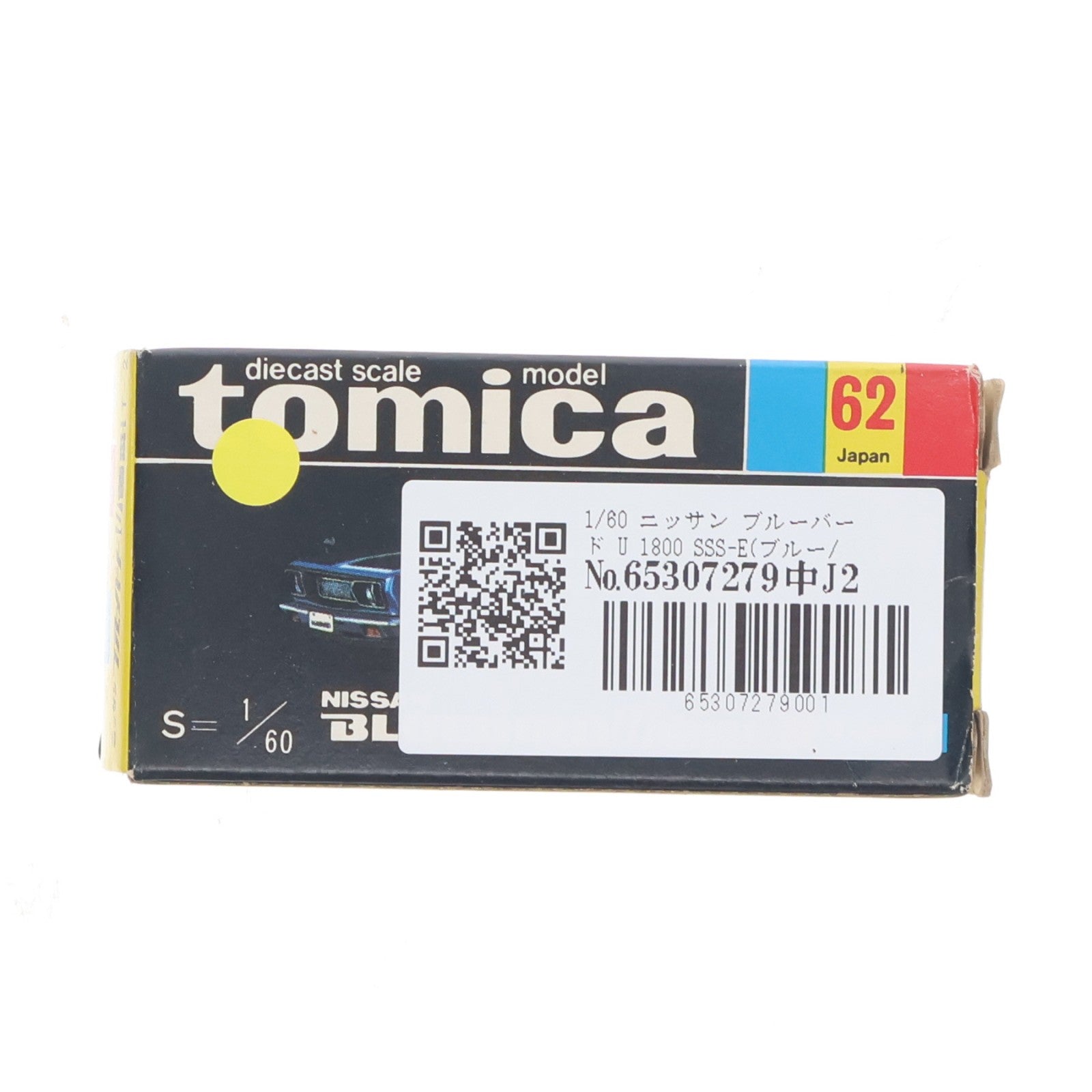 【中古即納】[MDL] トミカ No.62 1/60 ニッサン ブルーバード U 1800 SSS-E(ブルー/黒箱/日本製/1Eホイール/牽引フックなし) 完成品 ミニカー トミー(19991231)