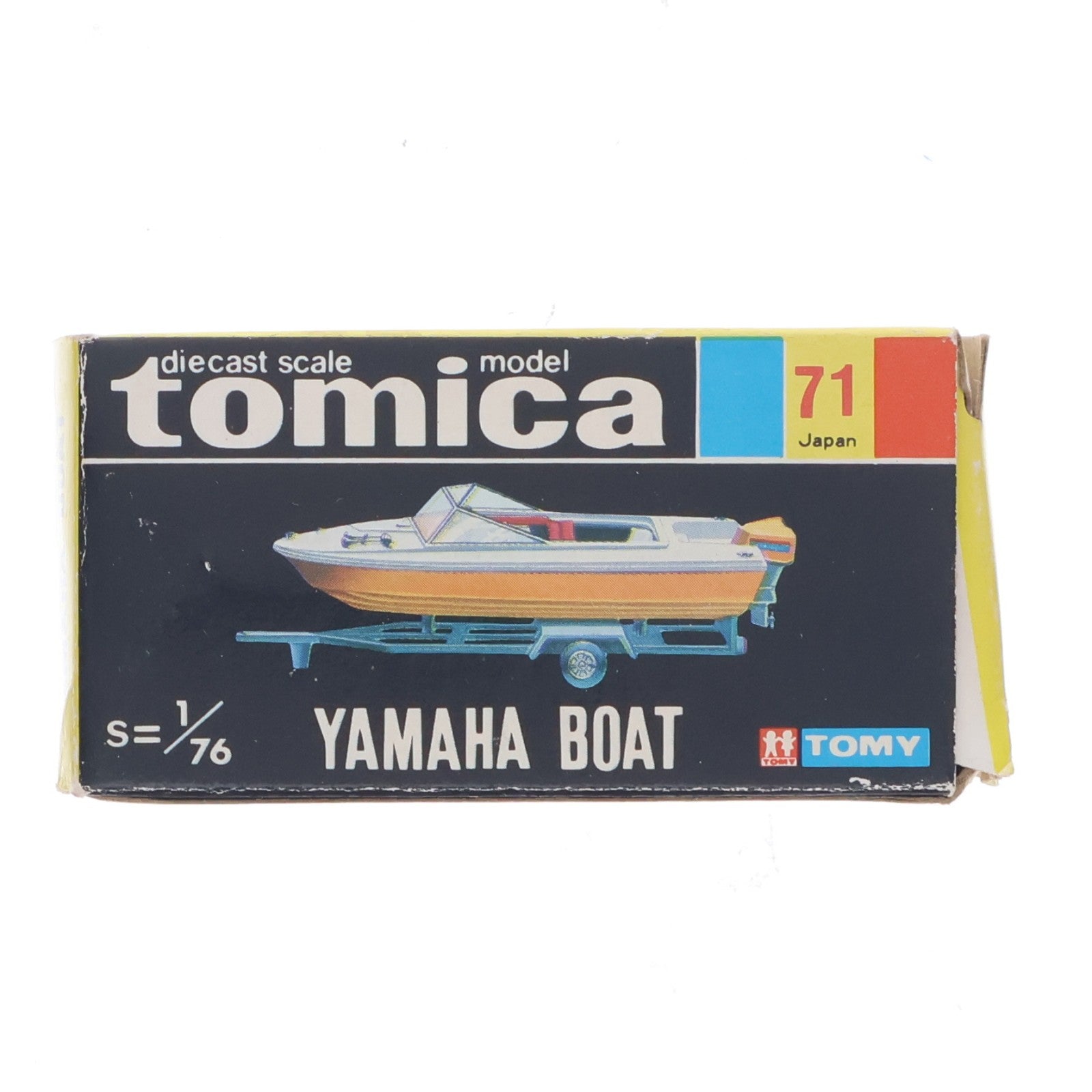 【中古即納】[MDL] トミカ No.71 1/76 ヤマハ ボート(ホワイト×イエロー/ライトブルー/黒箱/日本製) 完成品 ミニカー トミー(19991231)